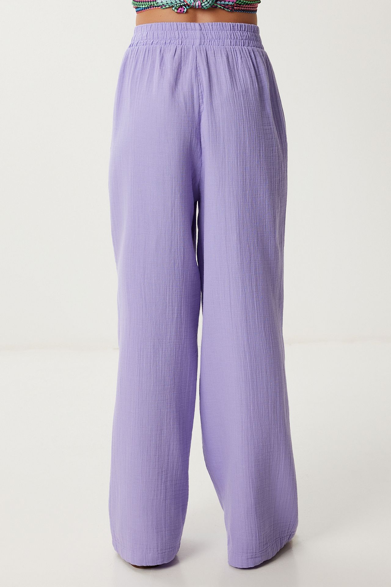ISTANBUL Wide Leg Drawstring Waist Pants with Binding Detail 4