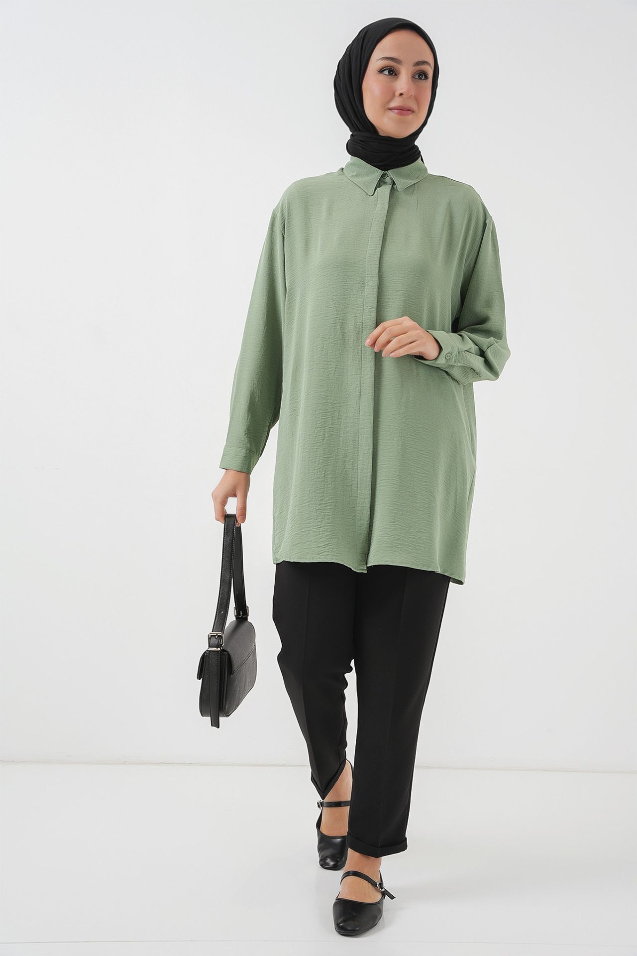 BDART Oversized Long Sleeve Button-Up Blouse with Shirt Collar 2