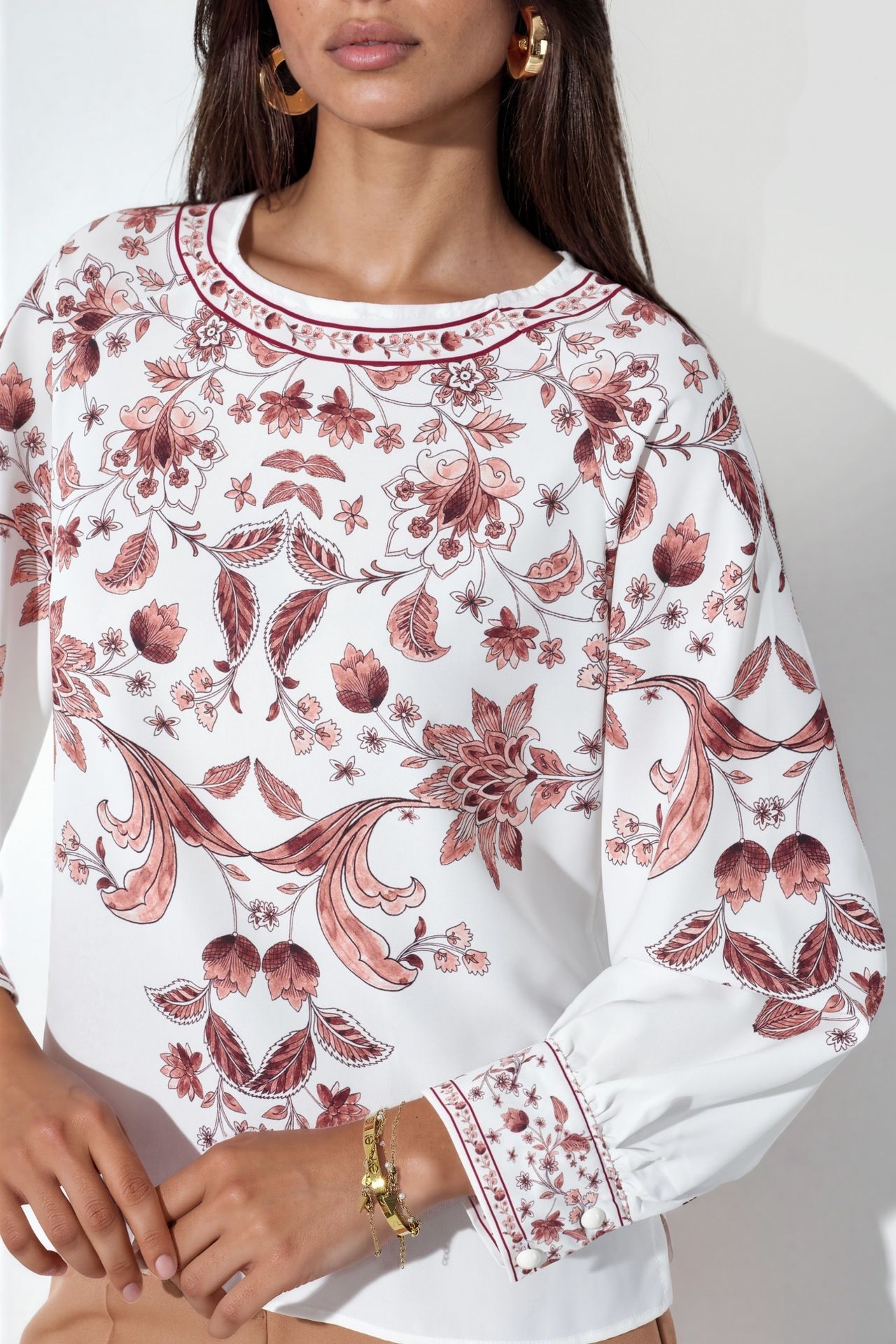 MSN Floral Embroidered Crepe Blouse 5