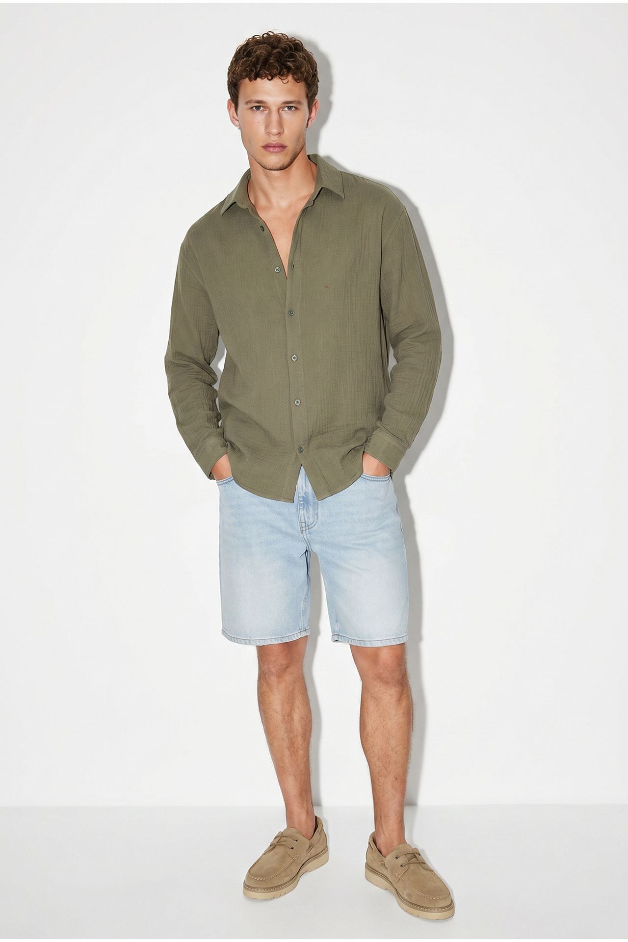 LUCCI Oversized Textured Button-Front Shirt 1