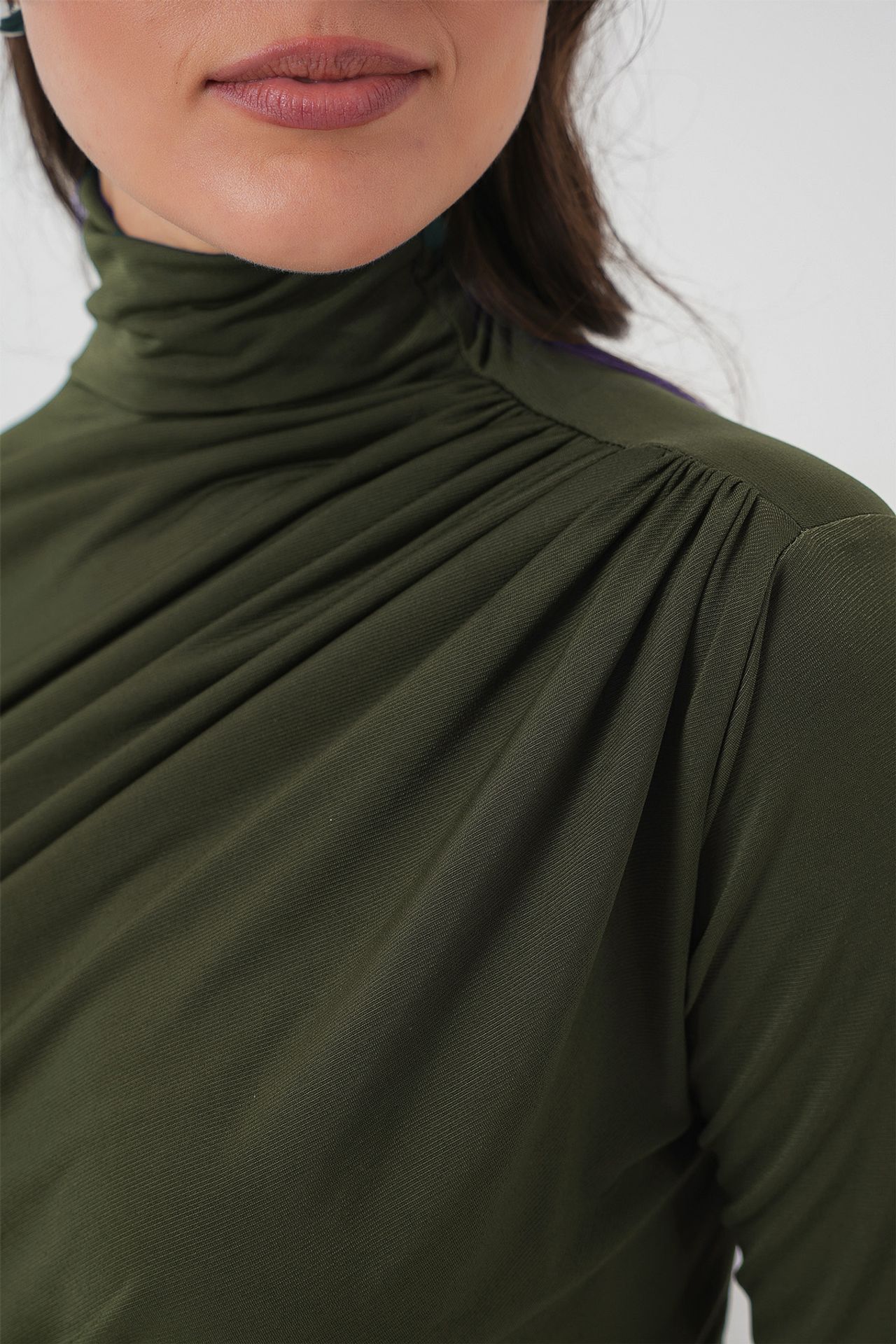 BDART Fitted Turtleneck Blouse with Drape Detail 2