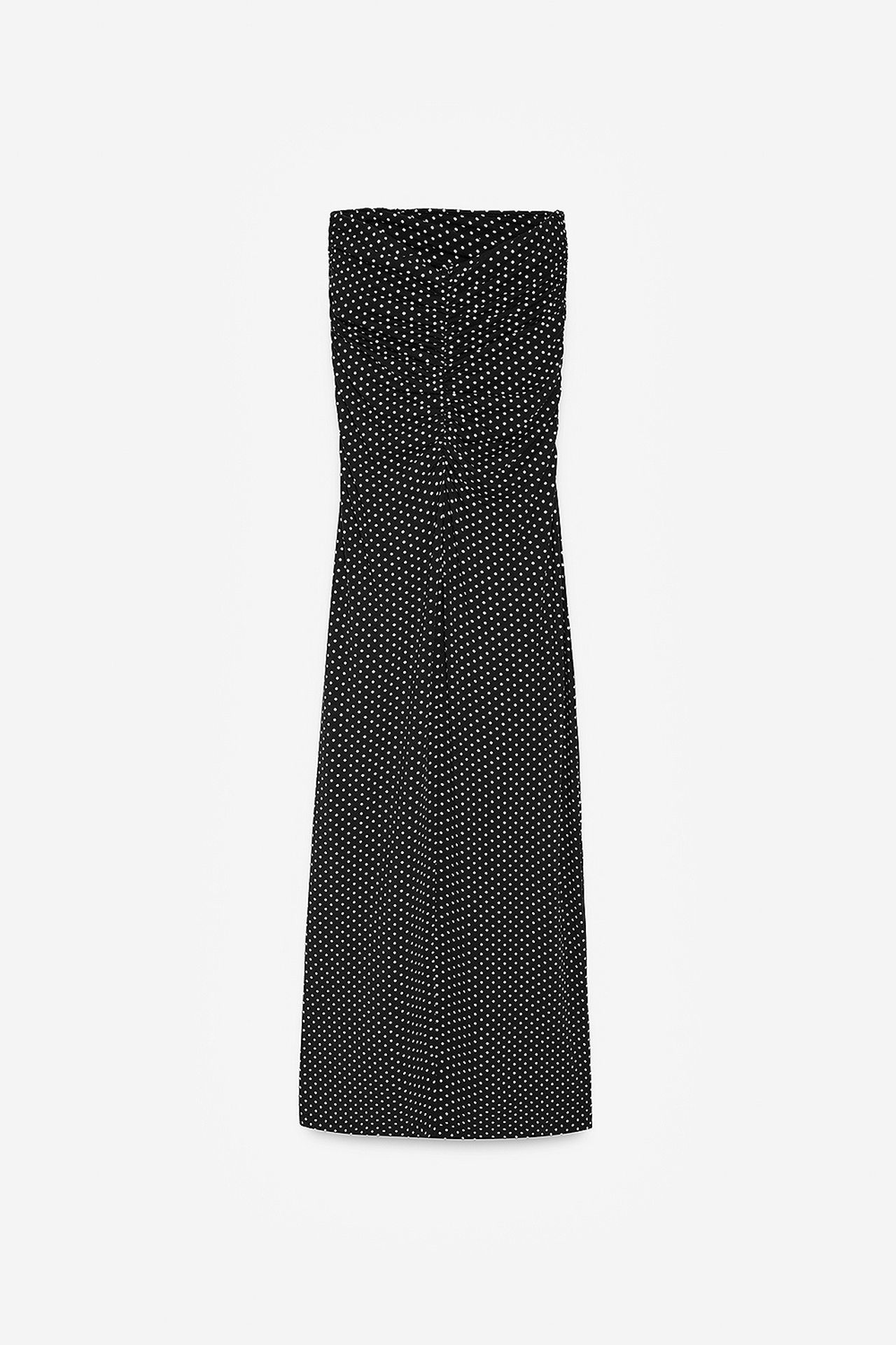 DILVIN Askısız Puantiyeli Bodycon Midi Elbise 6