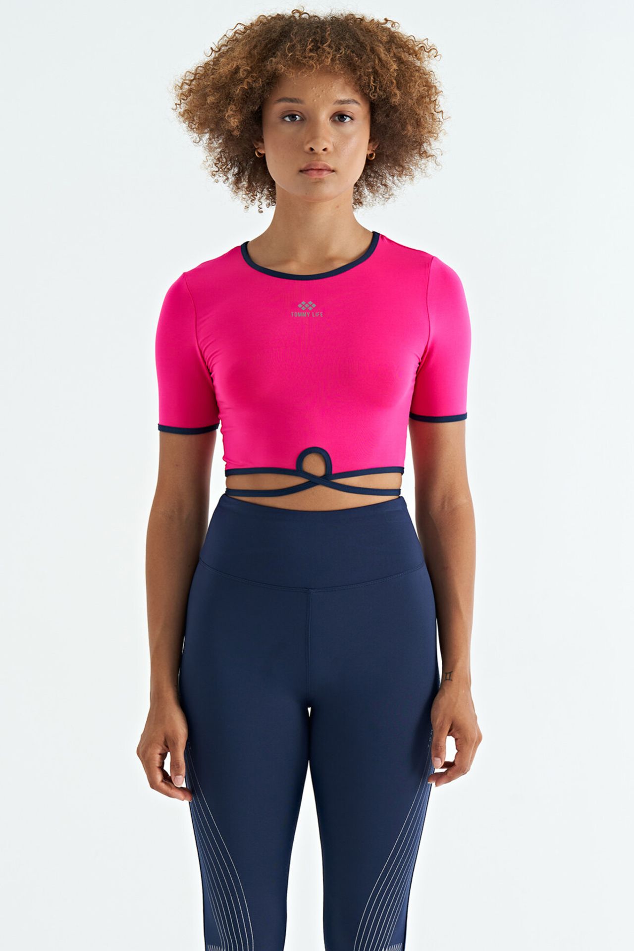 TOMMY Elastic Crop T-Shirt with Crew Neck 2