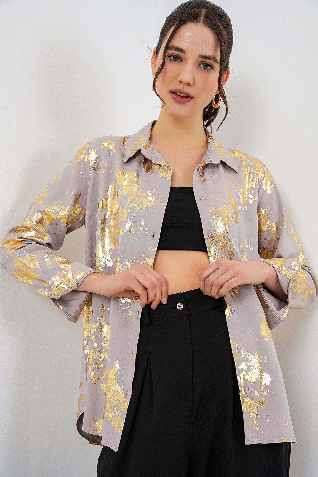 BDART Oversized Abstract Print Button-Front Shirt 4