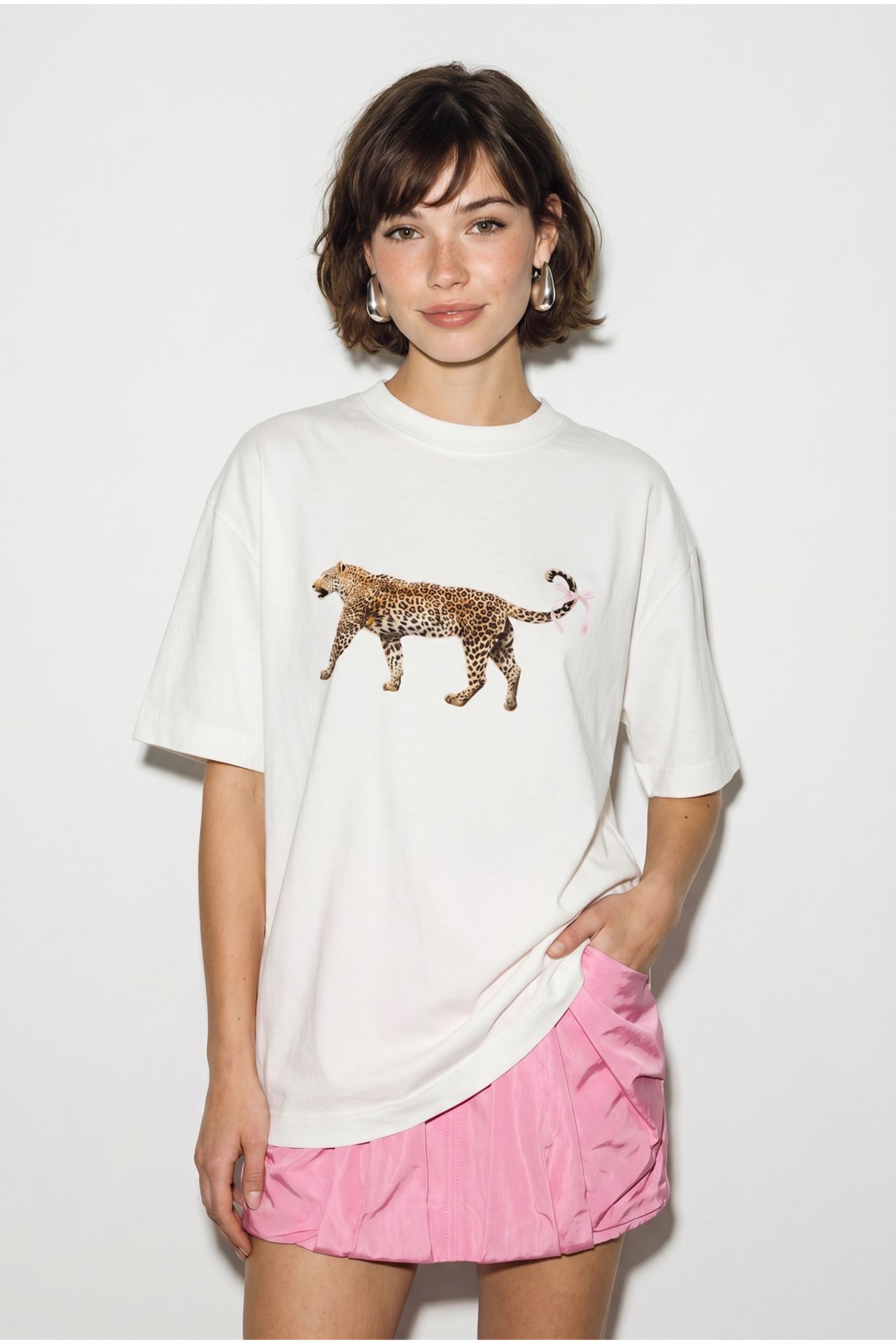 LUCCI Oversized Leopard Print Cotton T-Shirt 1