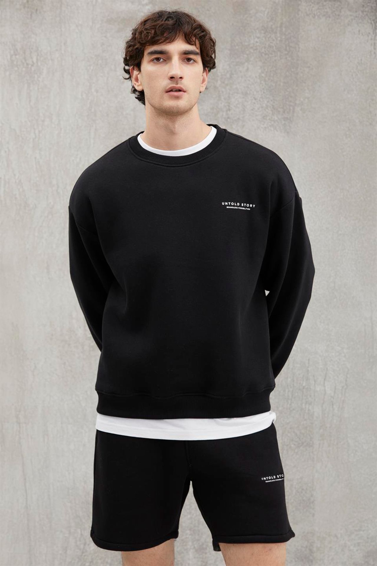 GRIMELANGE Oversize Bisiklet Yaka Logolu Sweatshirt 5