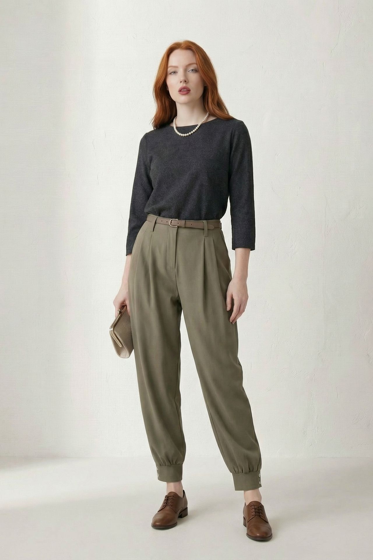 MY FASHION Belted Buttoned Leg Tailored Trousers 6