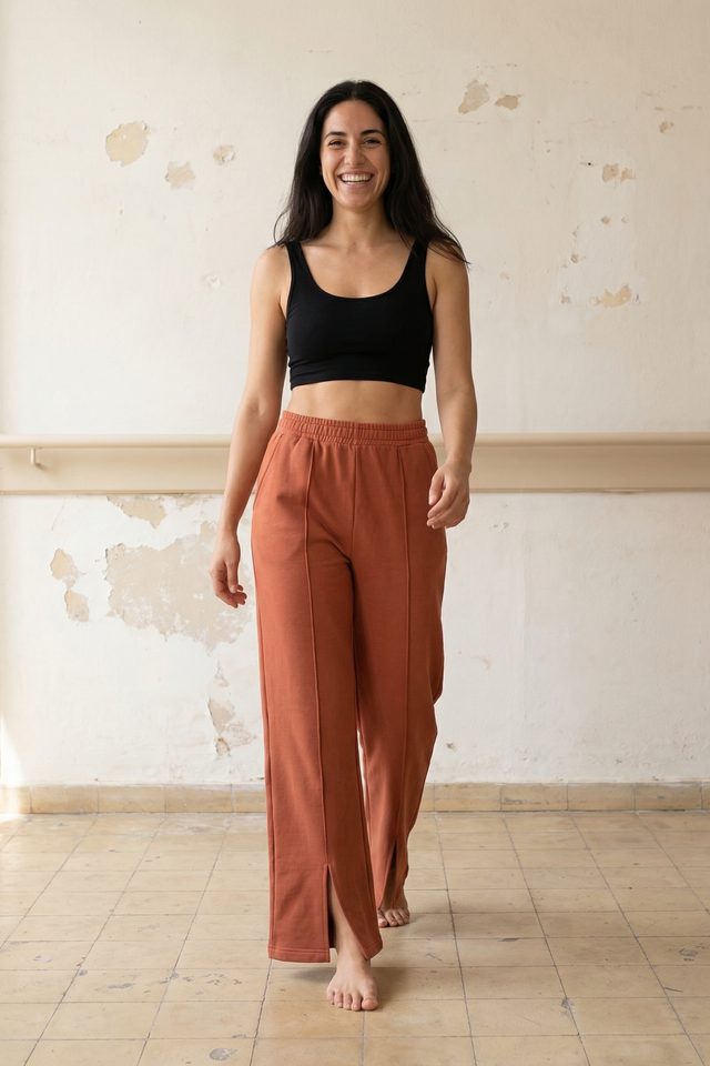 MY FASHION High-Waist Wide-Leg Knit Joggers