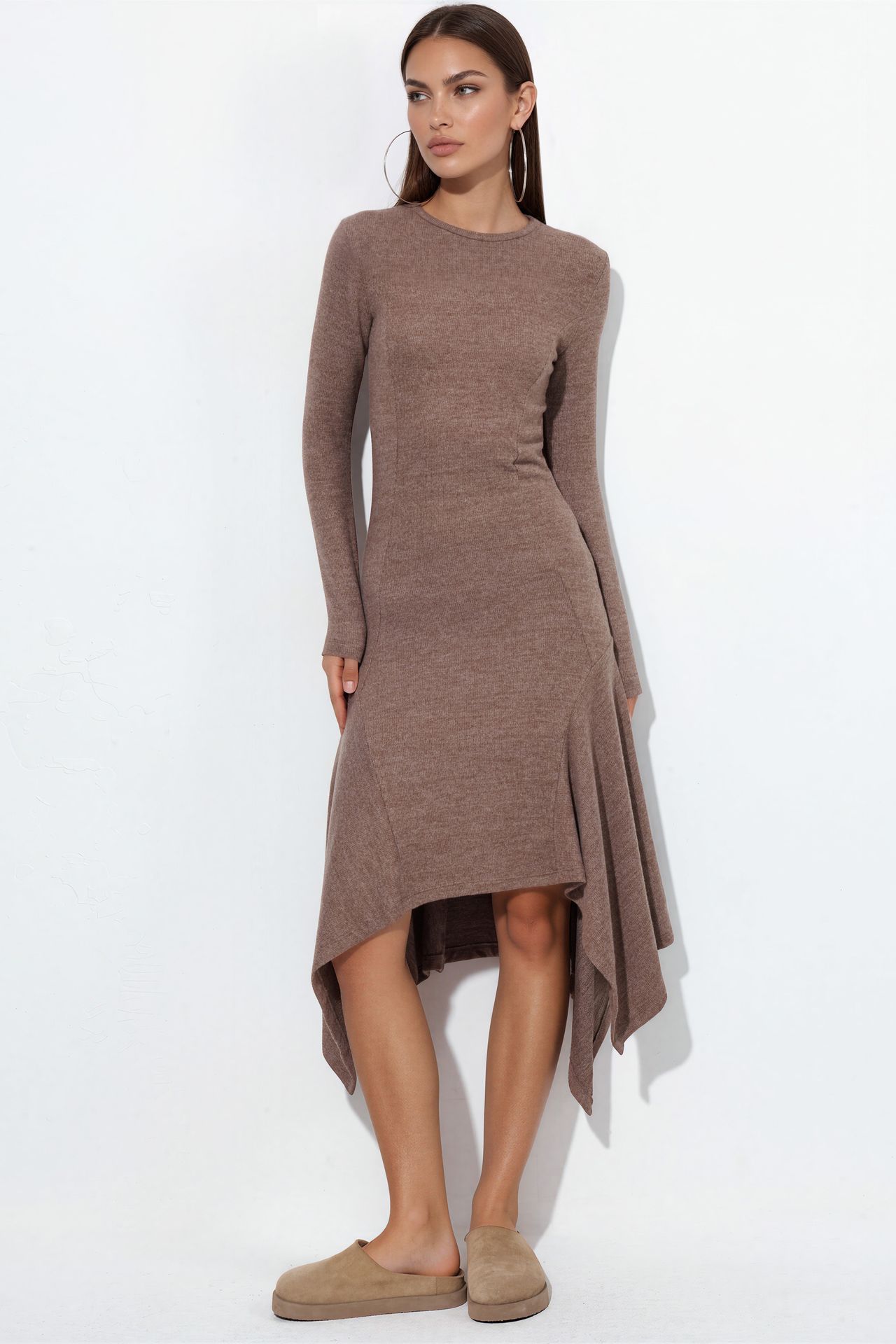 BUSEM A-line Midi Dress With Crew Neck 2
