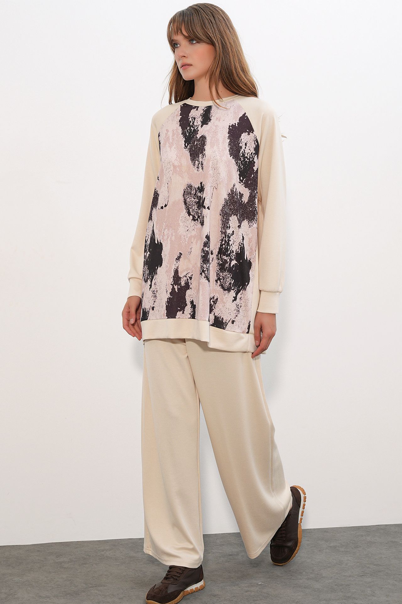 BDART Oversize Abstract Print Crew Neck Tunic & Pants Set 4