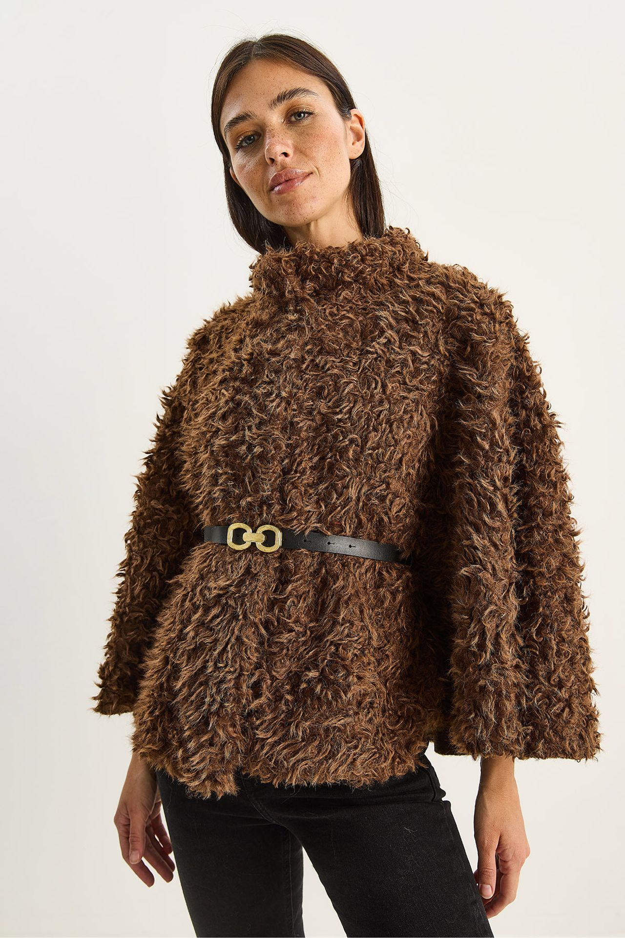 LUCCI Oversize Plush Coat with Jacket Collar 3