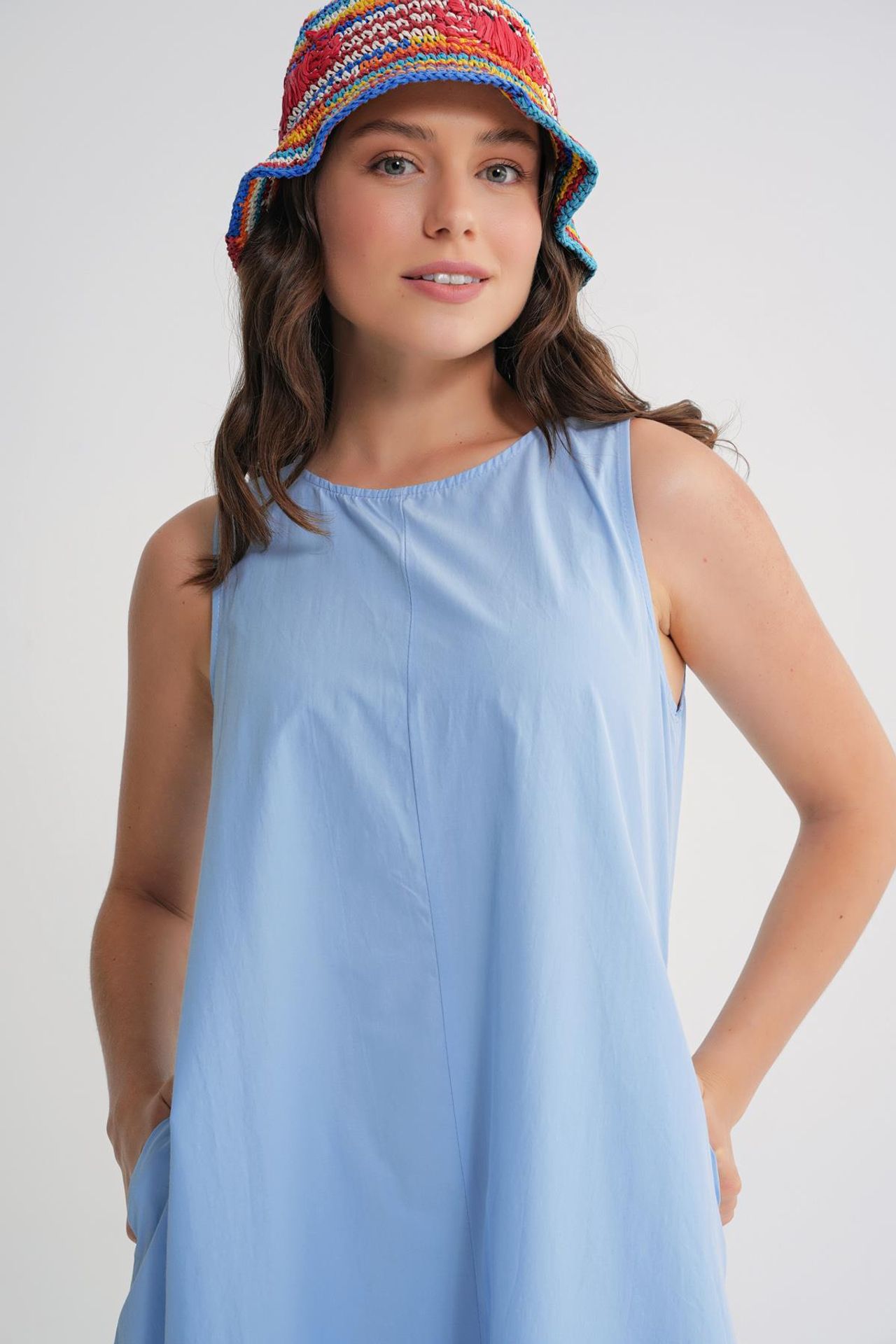 MIXRAY Maxi poplin dress with pockets 5