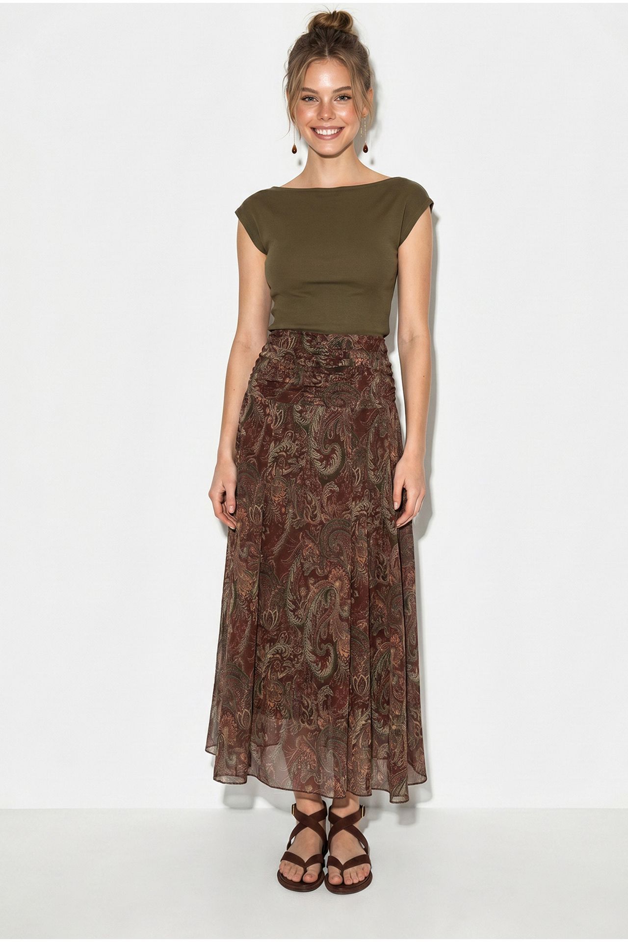 LUCCI High-Waist Paisley Maxi Skirt 3