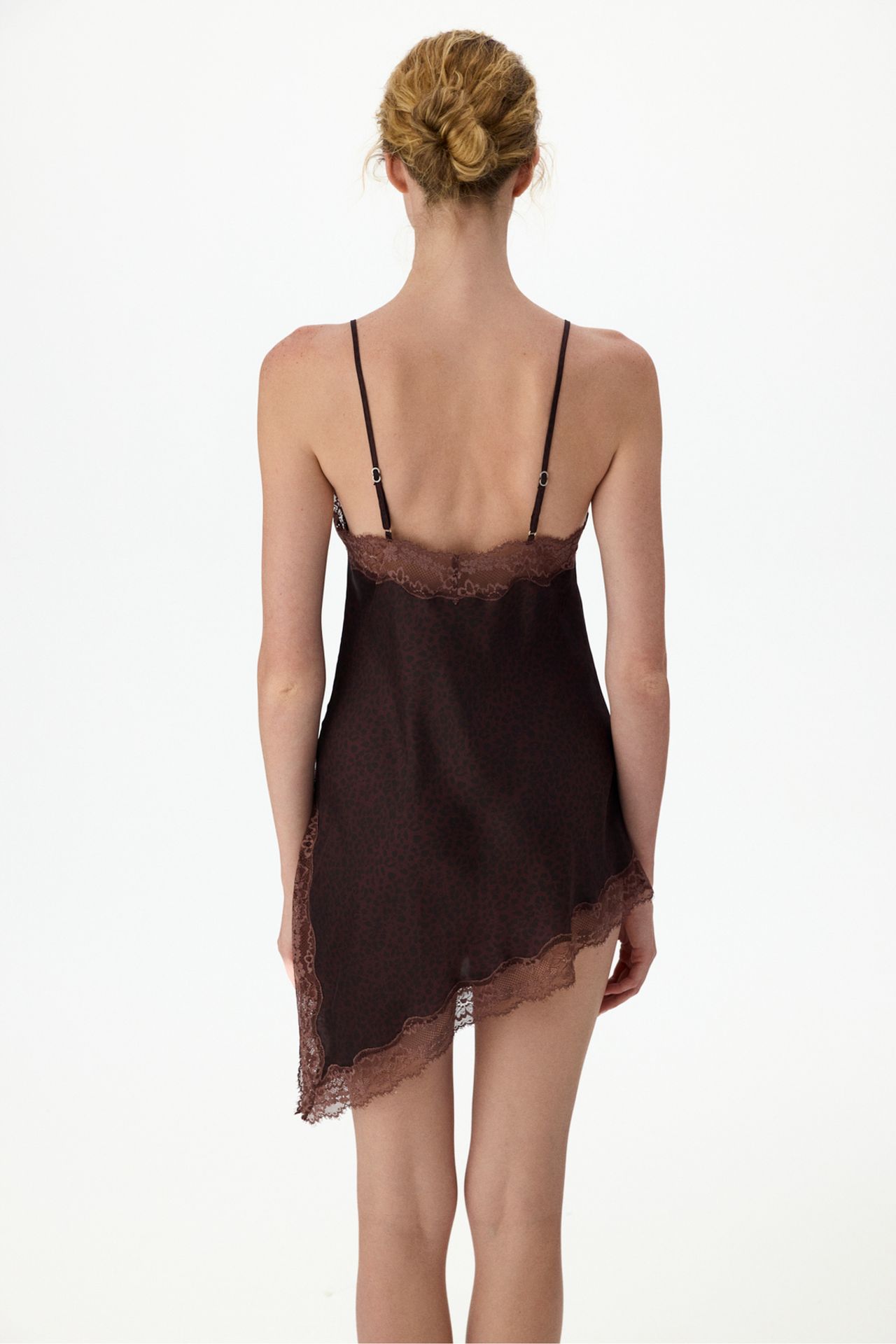 PENTI Printed Satin Lace Leopard Print Babydoll 2