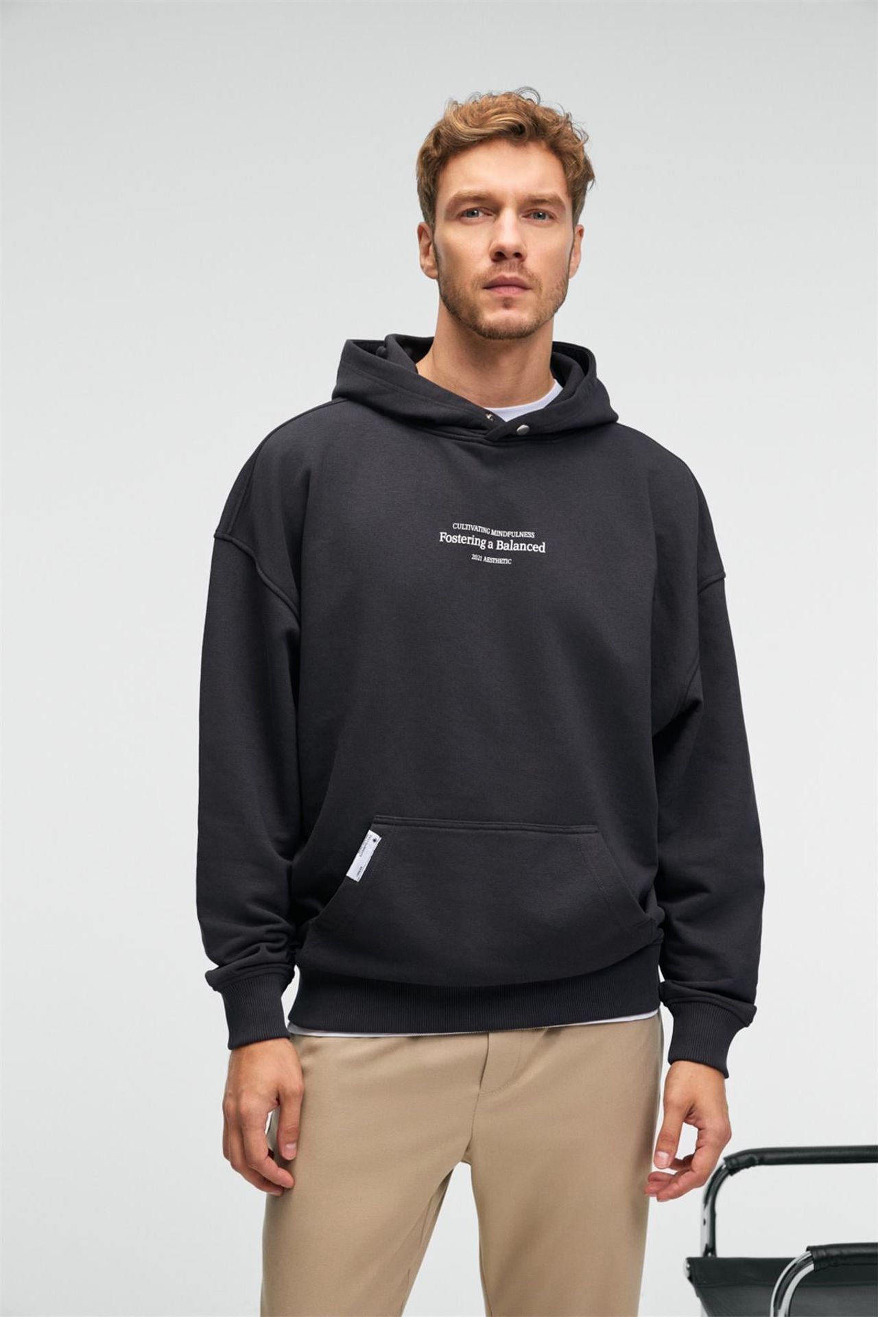 GRIMELANGE Baskılı Kapüşonlu Cepli Sweatshirt 1
