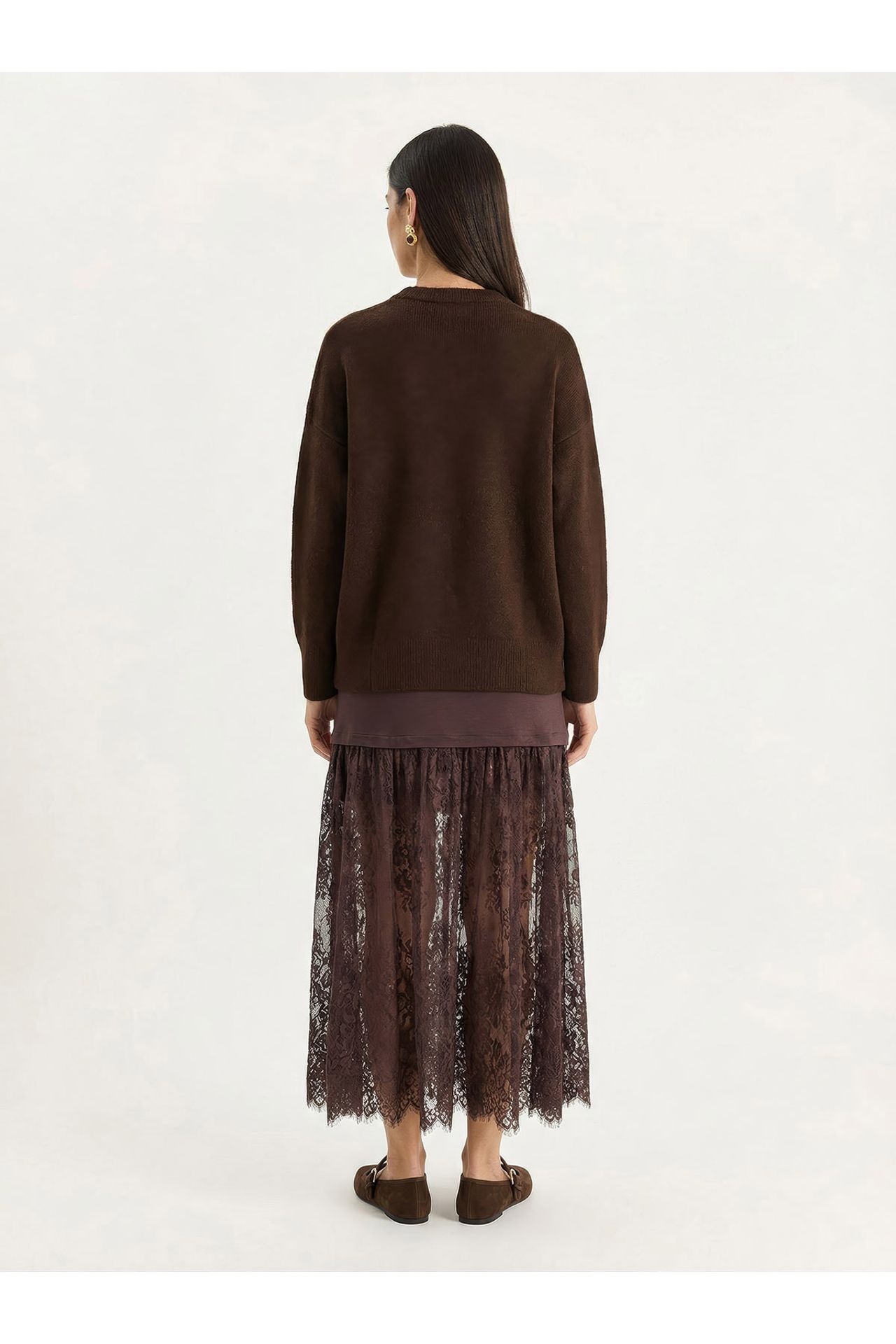 LUCCI High Waist Lace Maxi Skirt 4