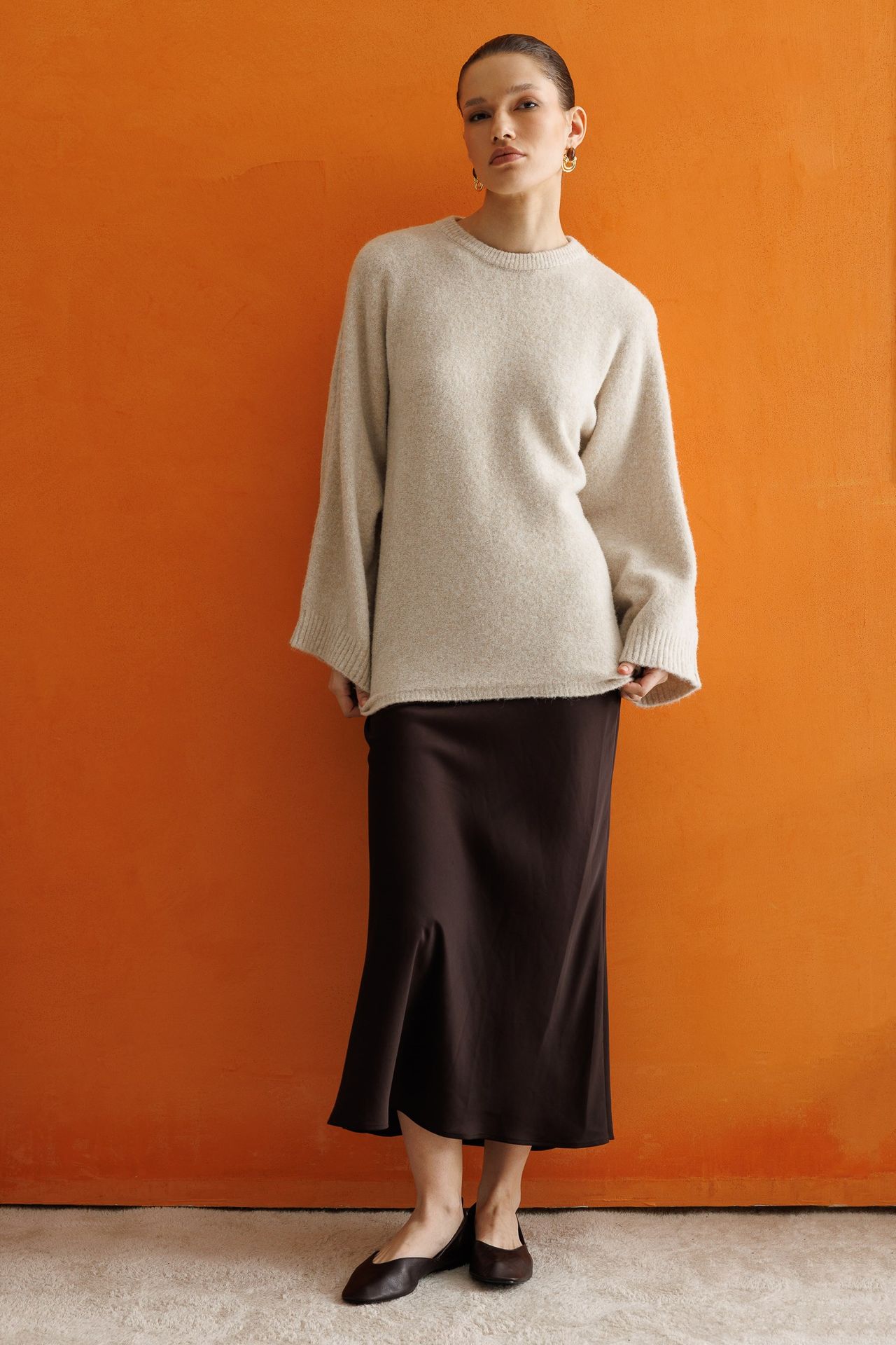 MIXRAY Women's Oversized Crew Neck Sweater 2