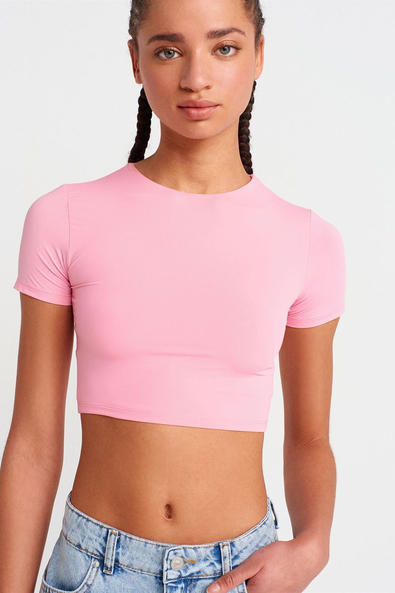 DILVIN Kadın Slim Fit Crop Tişört 1