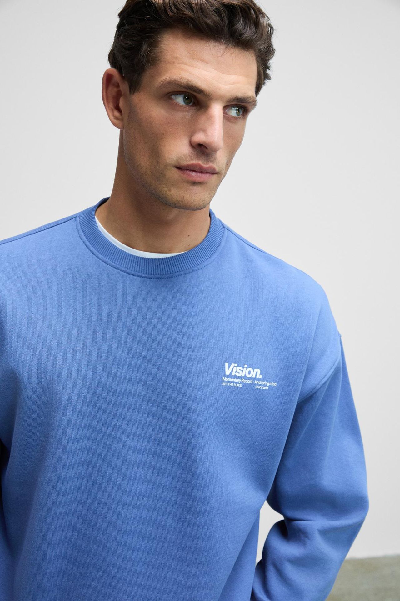 GRIMELANGE Baskılı Geniş Kalıp Bisiklet Yaka Sweatshirt 4