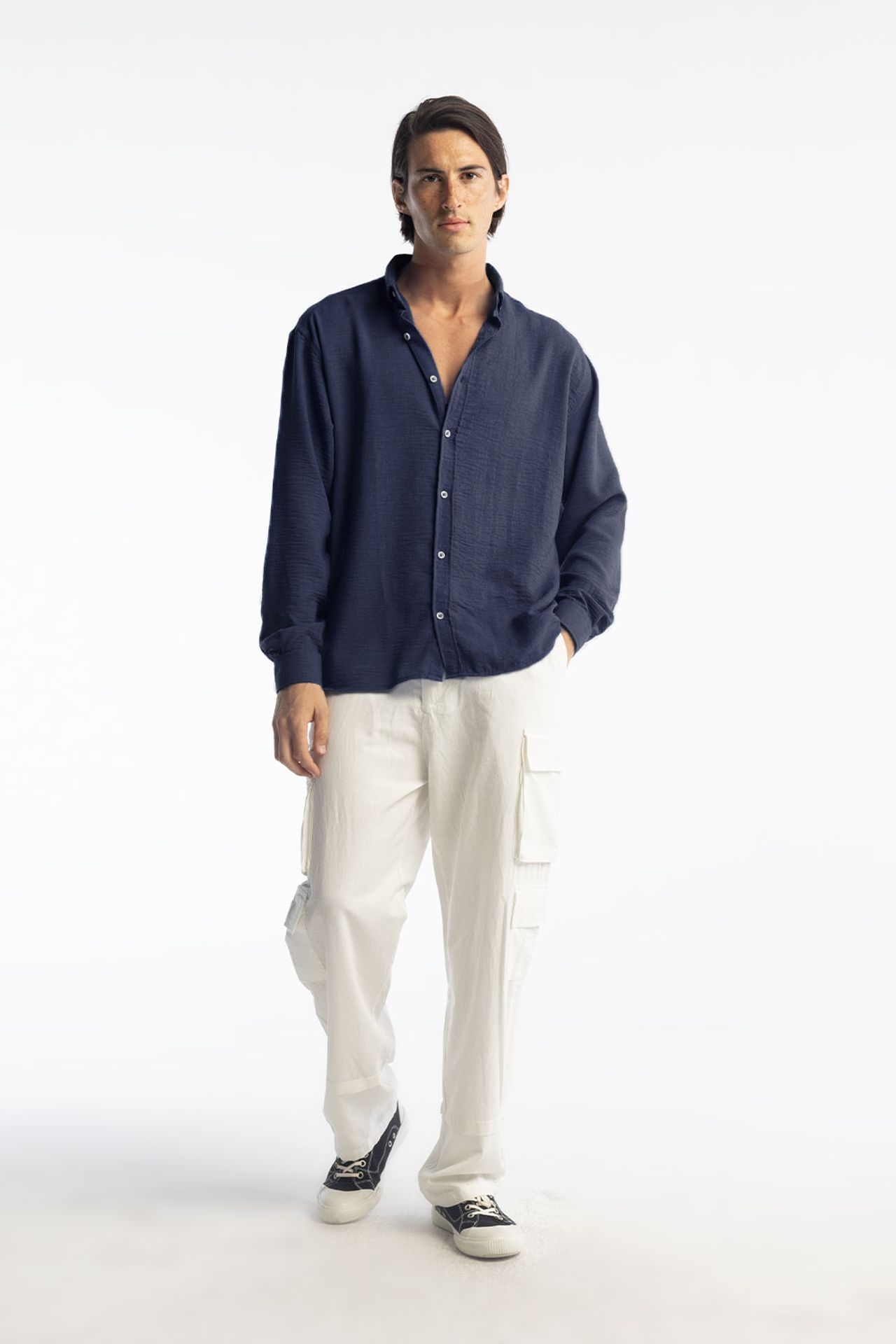 GIESTO Oversized Button-Up Long Sleeve Shirt 1