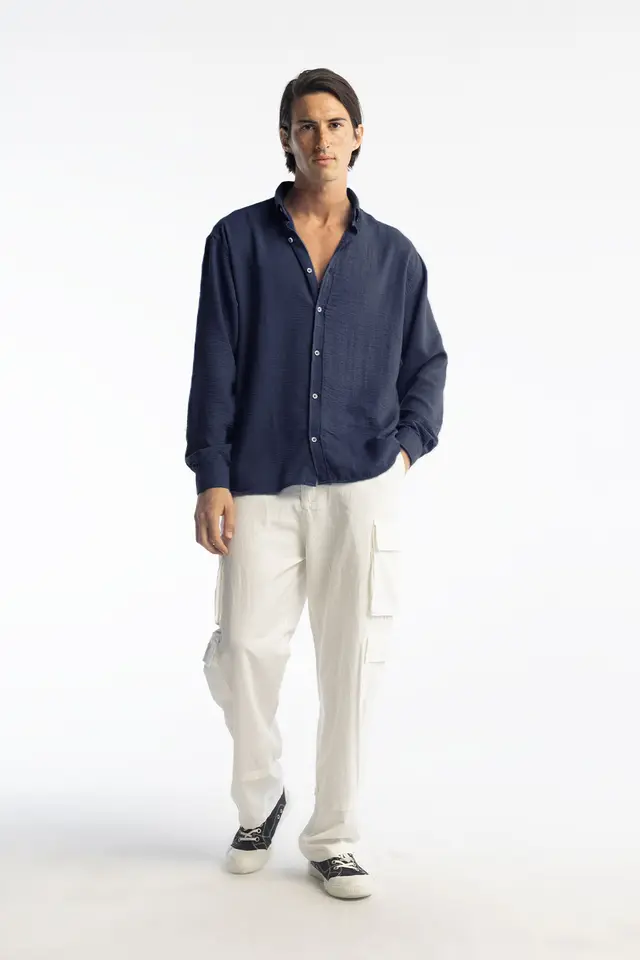 GIESTO Oversized Button-Up Long Sleeve Shirt