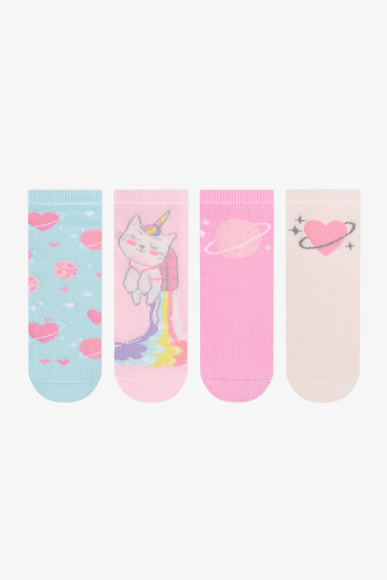 PENTI Girls' Caticorn Galaxy Unicorn Patterned 2-Pack Crew Socks 1
