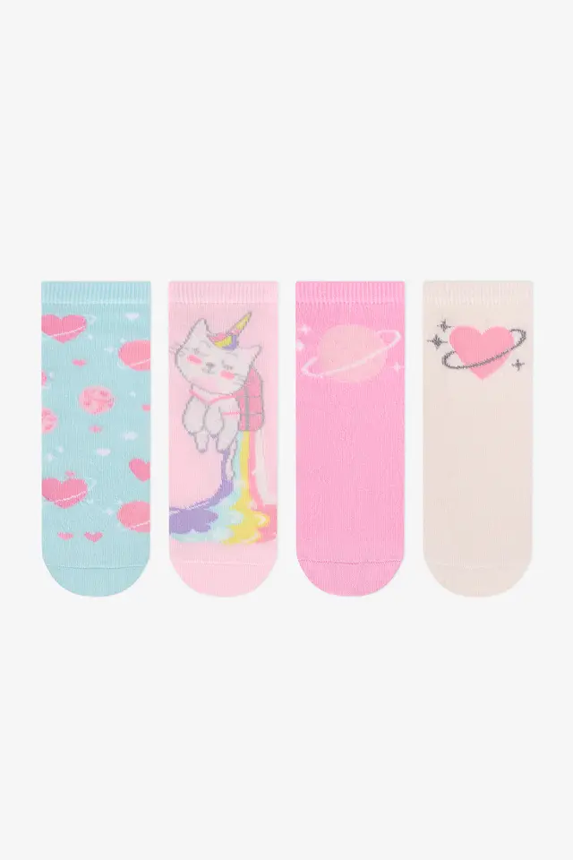PENTI Girls' Caticorn Galaxy Unicorn Patterned 2-Pack Crew Socks
