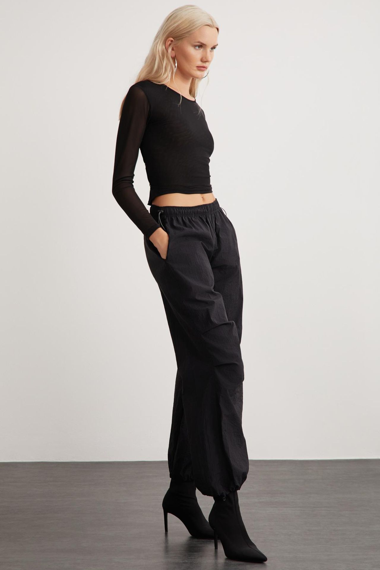 GRIMELANGE Tie-Front Tulle Crop Top 3