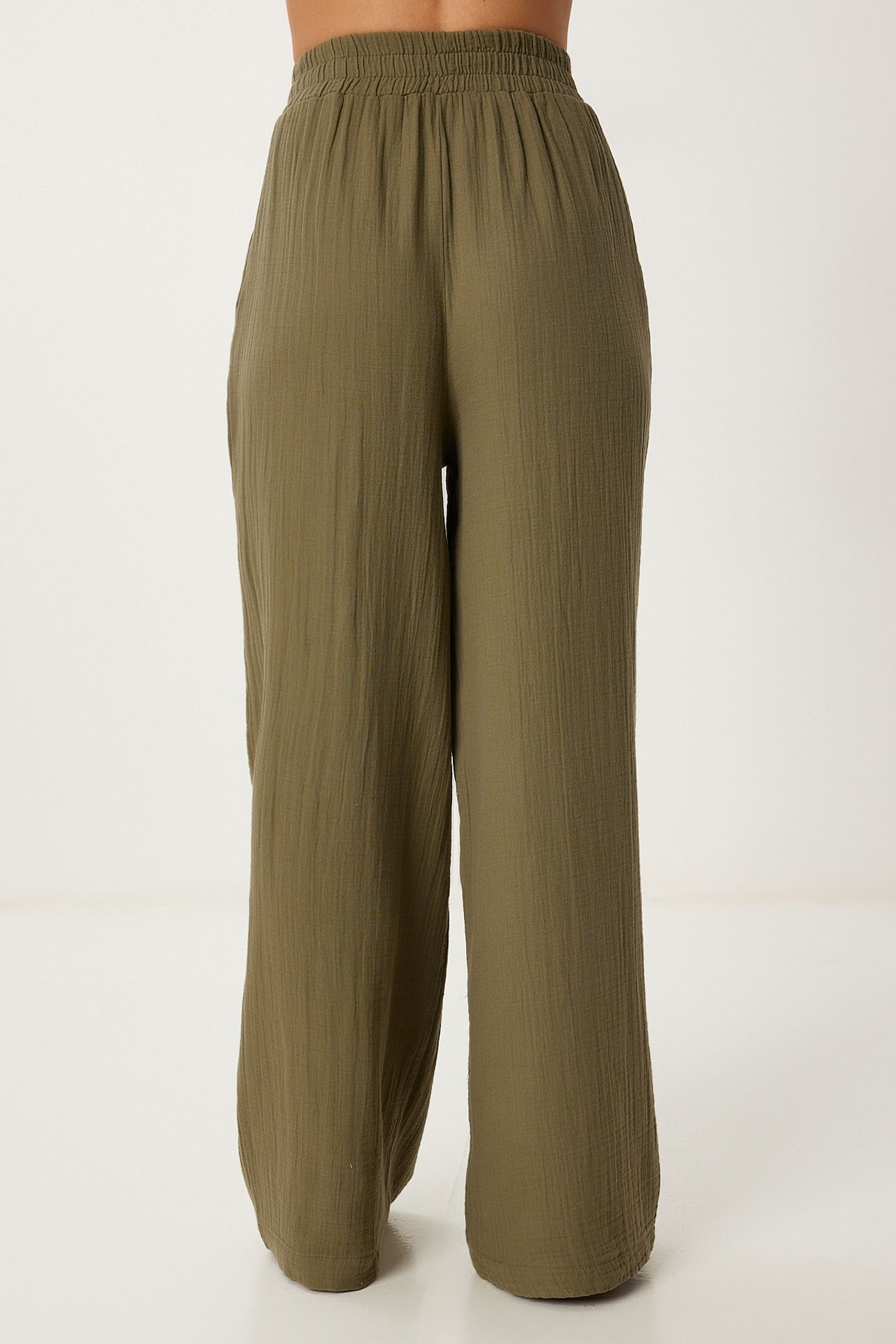 ISTANBUL Wide Leg Drawstring Waist Pants with Binding Detail 5