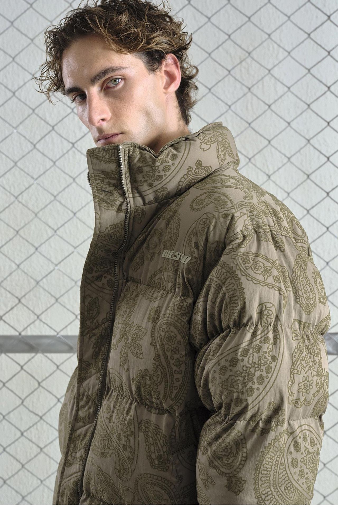 GIESTO Patterned Thick Bomber Puff Down Coat with Zipper Collar 5