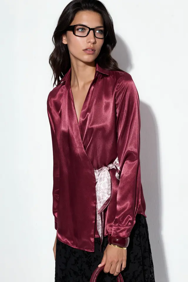 BDART Women's Satin Tie-Front Shirt