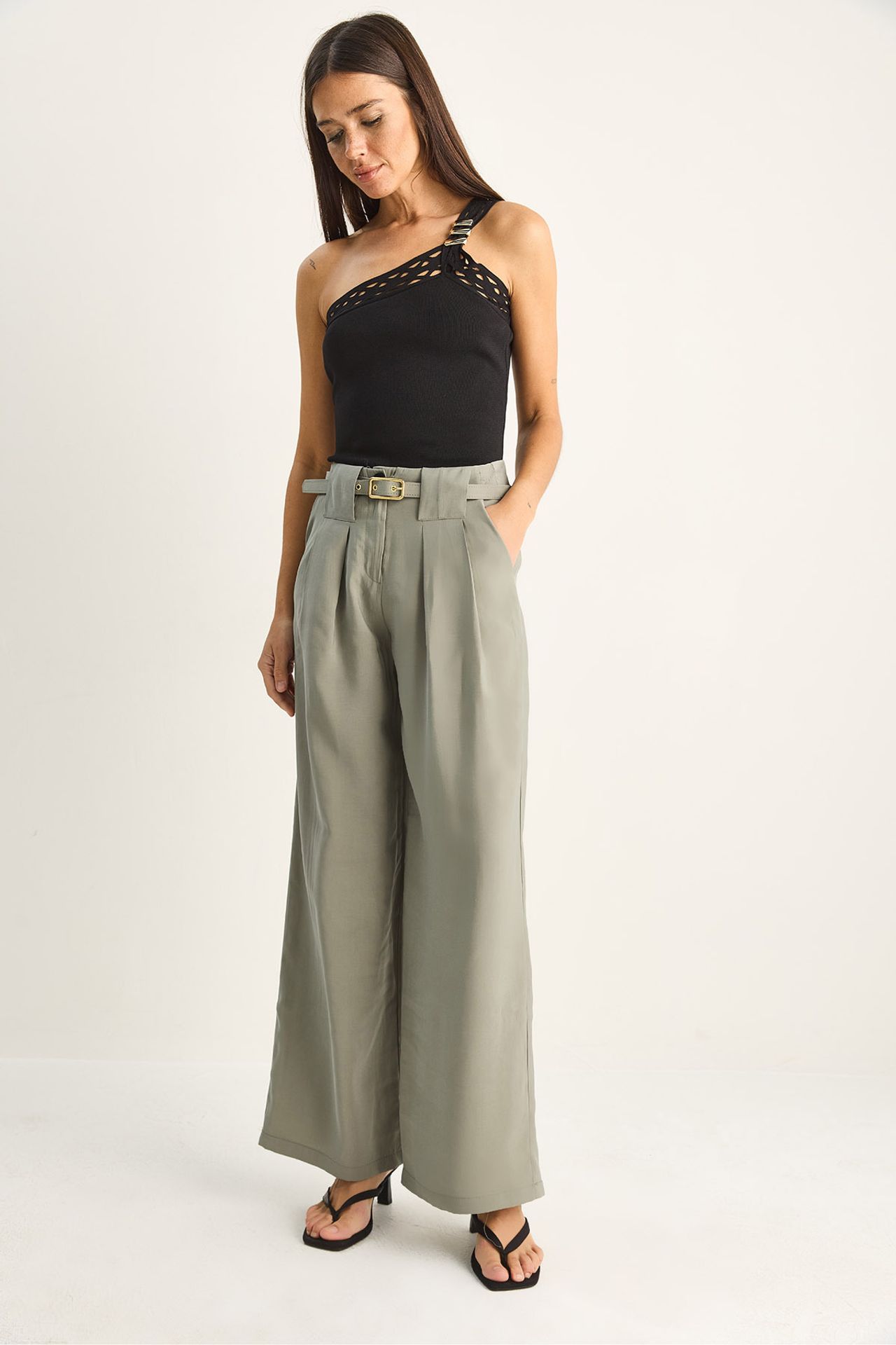 LUCCI Women's High Waist Belted Pants 3