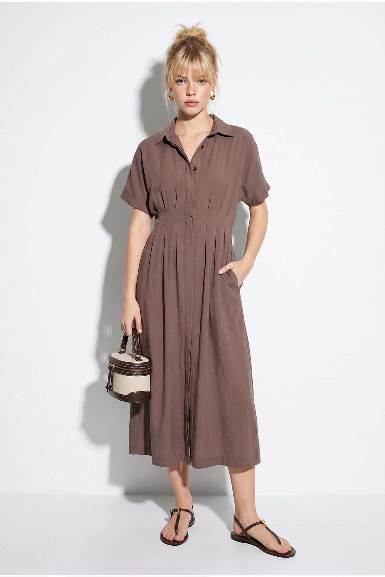 LUCCI Fitted Midi Shirt Dress 1