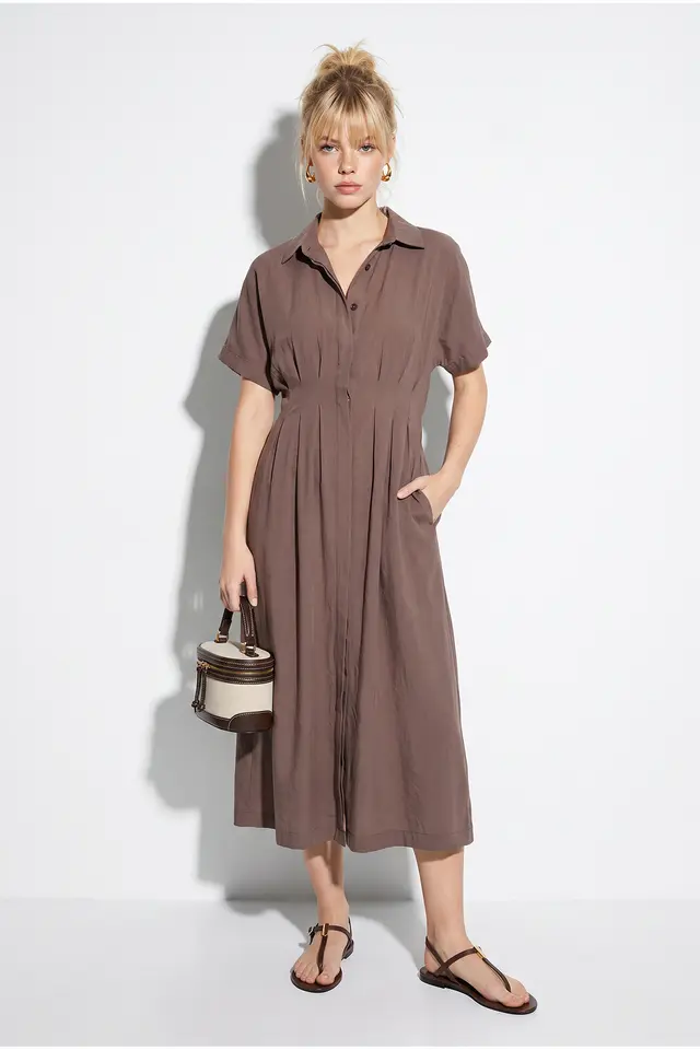 LUCCI Fitted Midi Shirt Dress