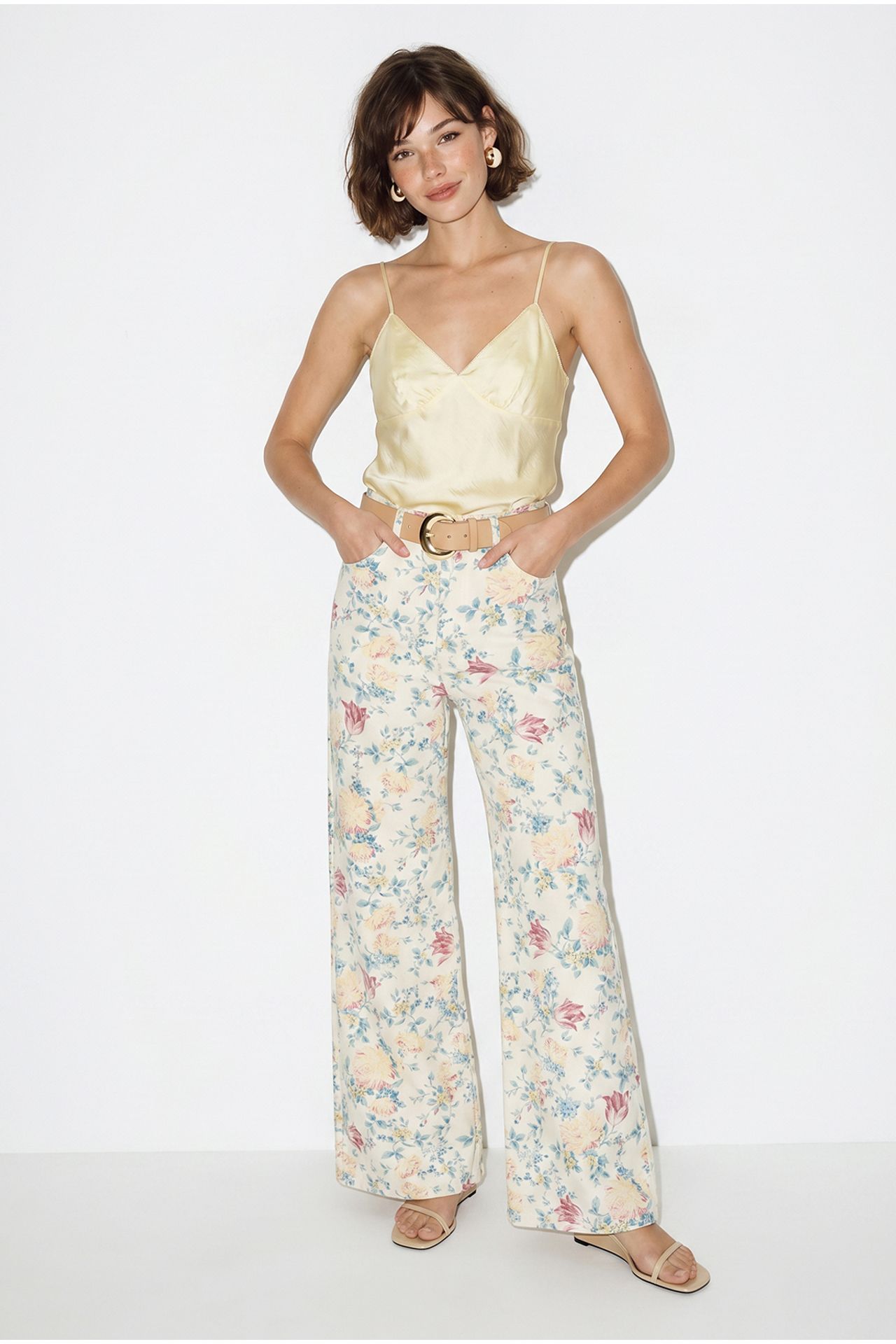 LUCCI High Waist Paisley Print Straight Leg Denim Pants 3