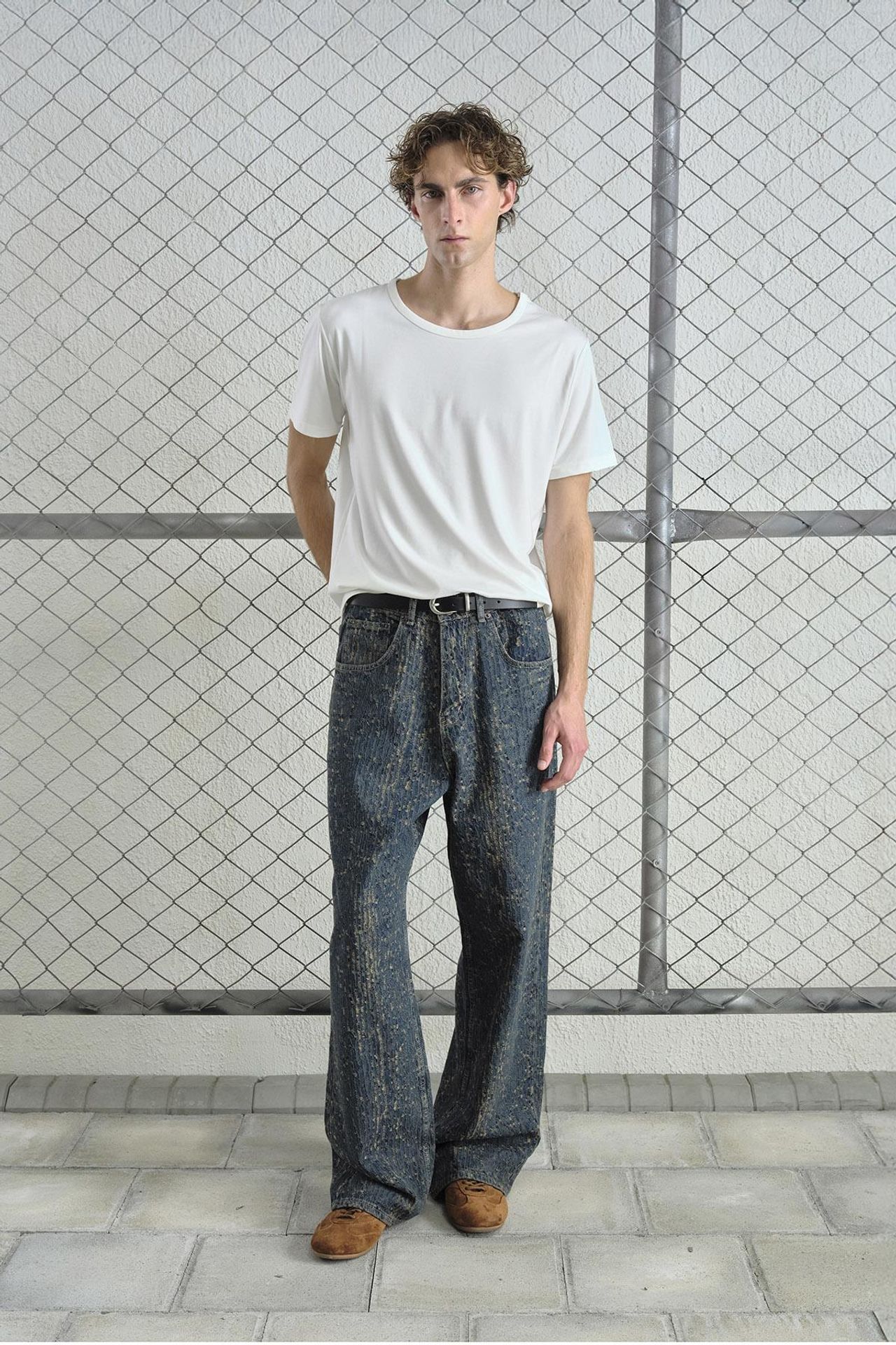 GIESTO Baggy Fit Textured Denim Jeans 1