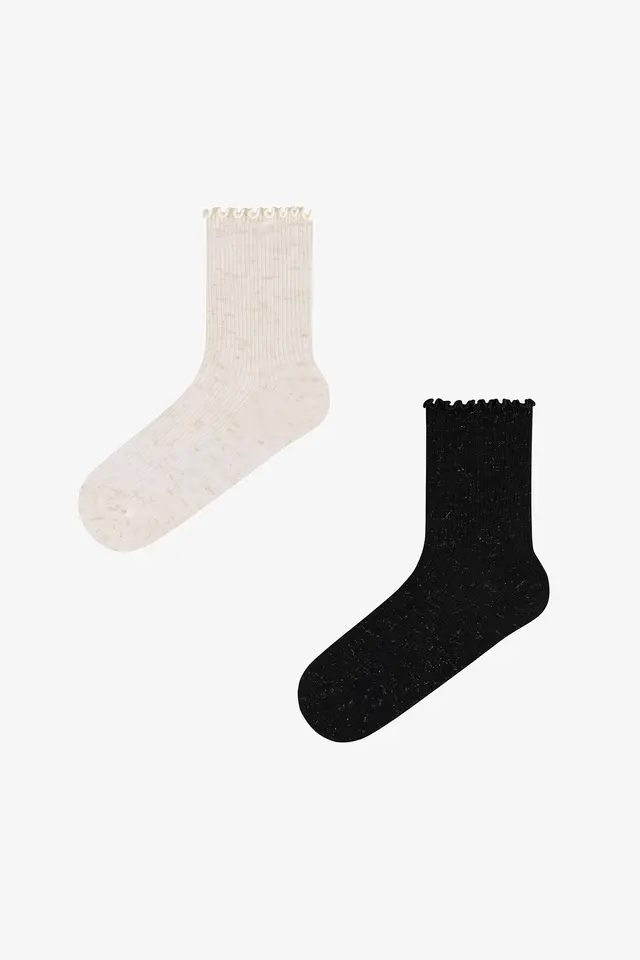 PENTI Sparkly Ruffled Pair Of Ankle Socks