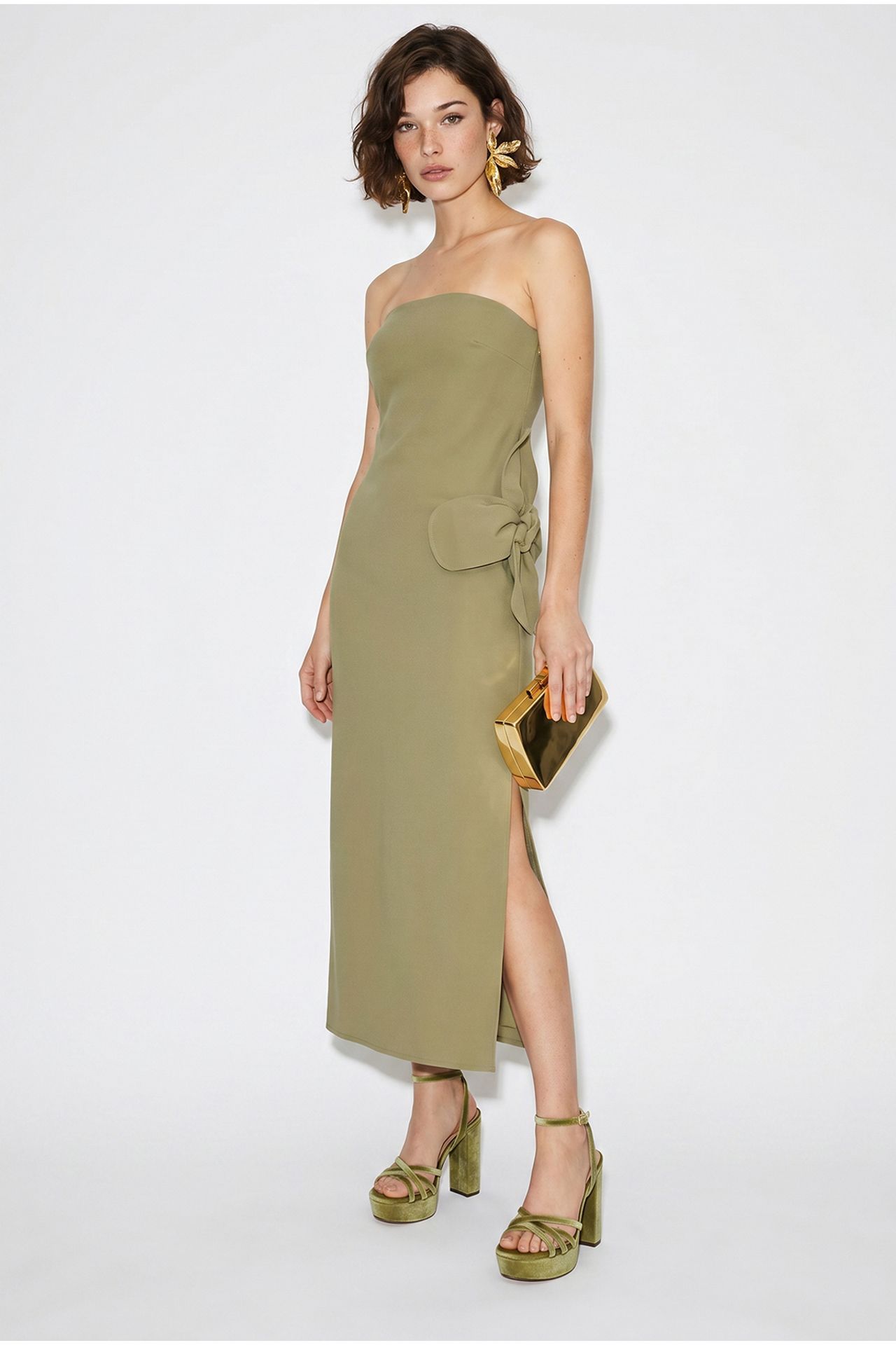 LUCCI Strapless Floral Maxi Dress with Bow Detail 5
