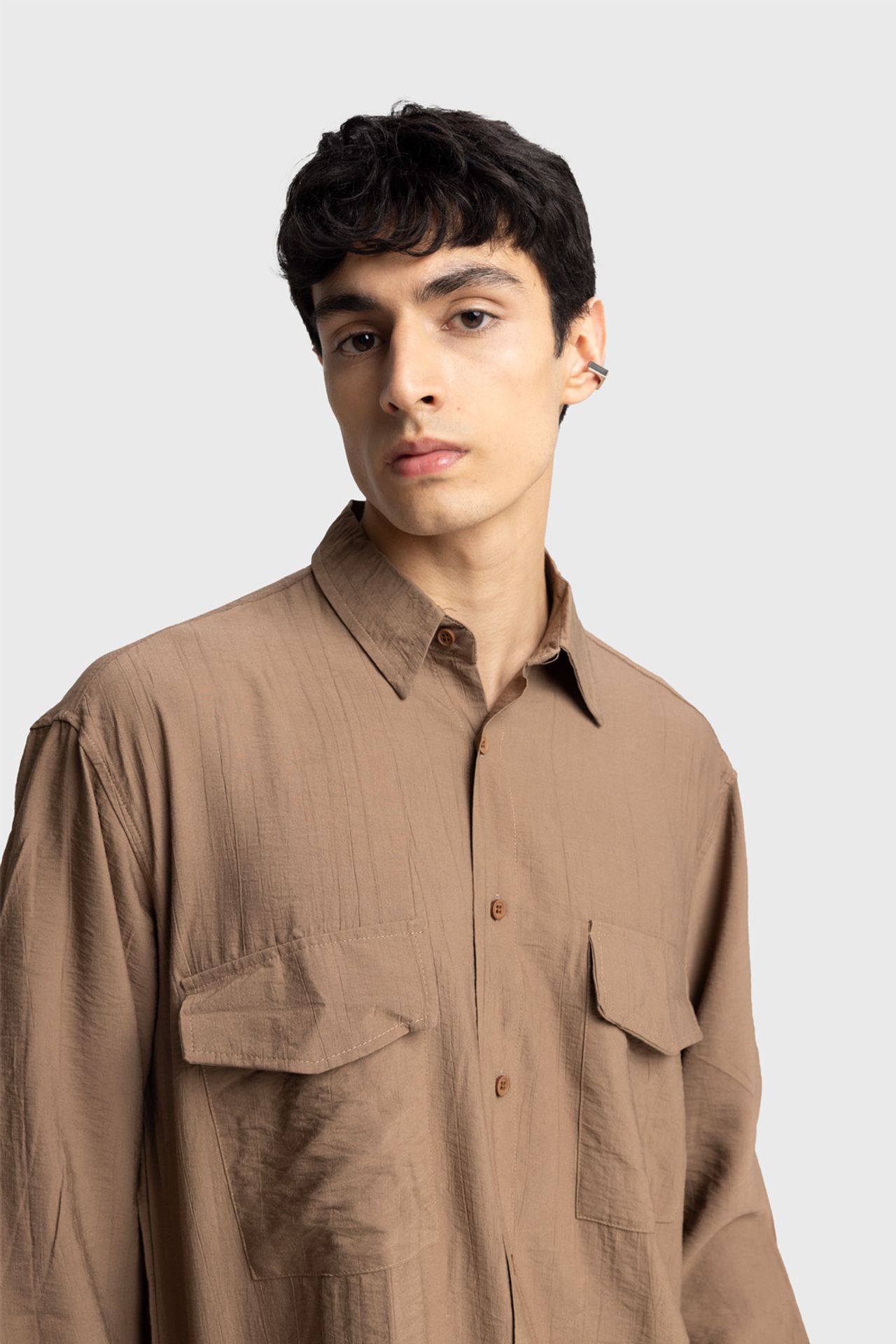 GIESTO Long Sleeve Button-Up Shirt with Pocket 2