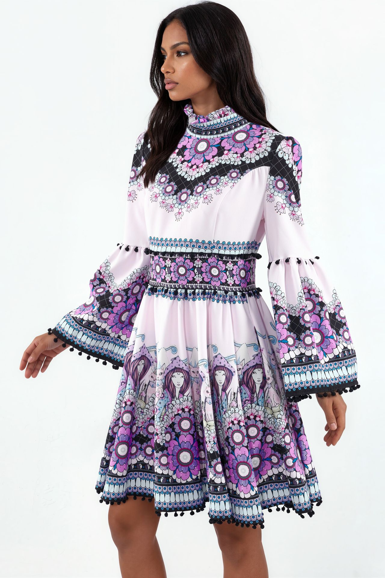 MSN Printed Strapless Mini Skater Dress 2