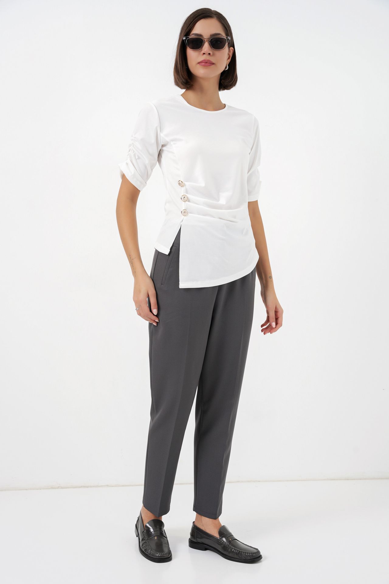 BDART Crew Neck Buttoned Blouse 2