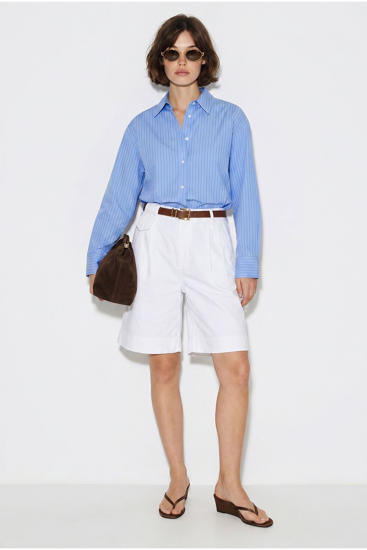 LUCCI High-Waist Belted Tailored Shorts 4