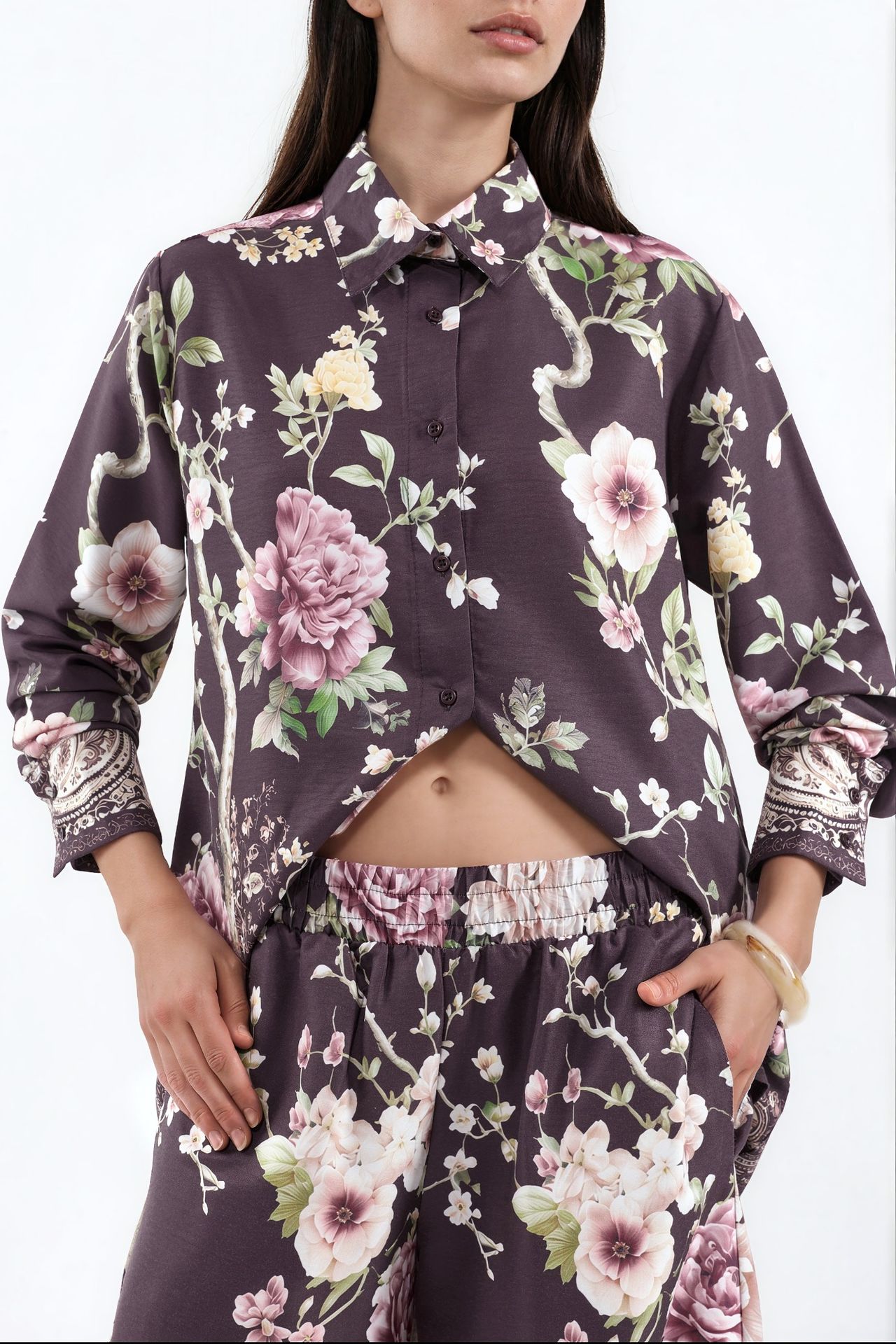 MSN Floral Shirt And Wide-Leg Trousers Set 4