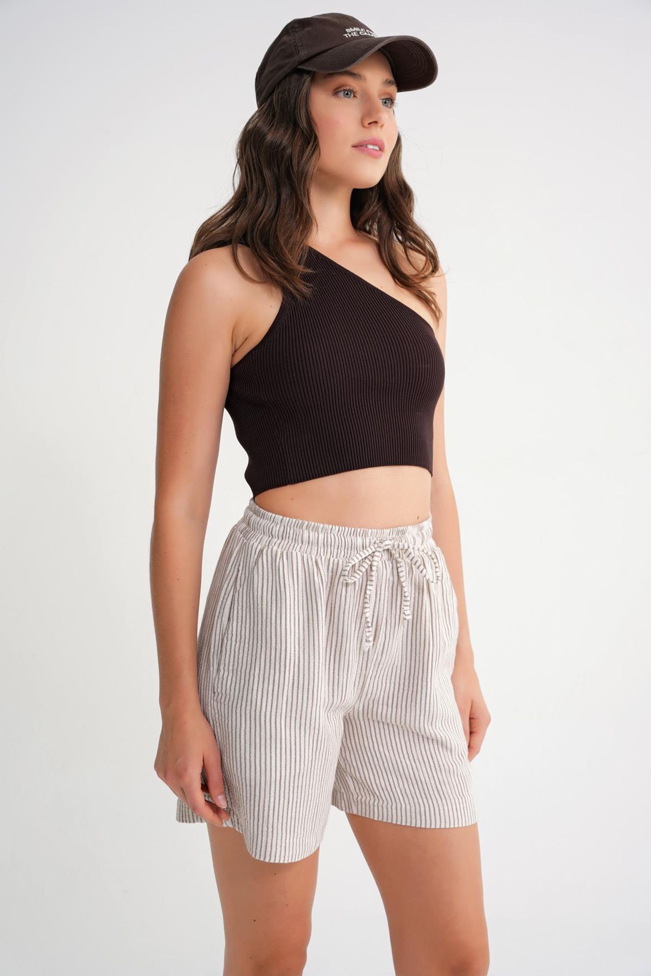 Mixray High-Waisted Striped Wide Leg Shorts 3
