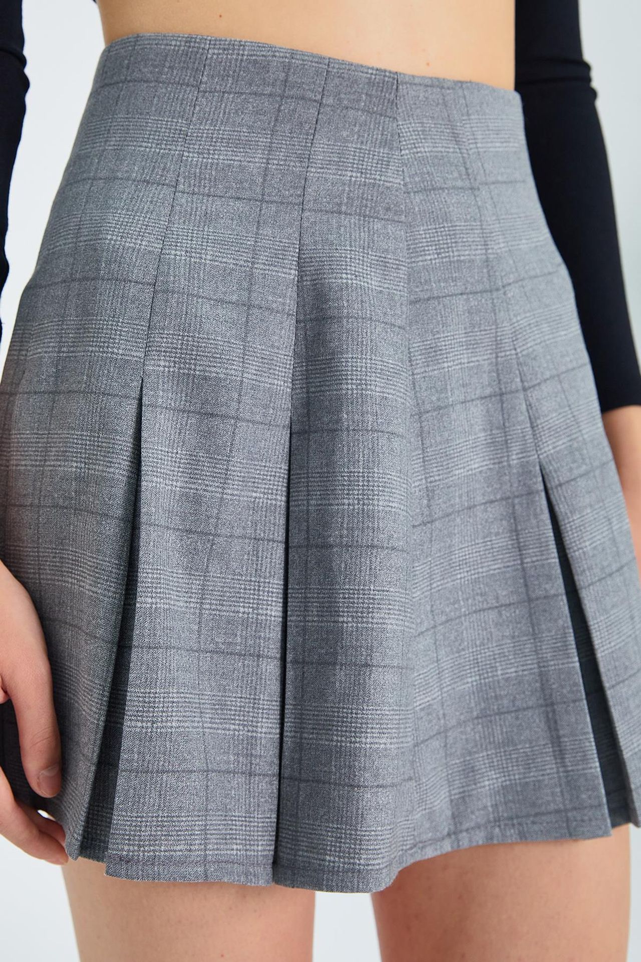 MIXRAY High Waist Plaid Mini Skirt with Zipper 4
