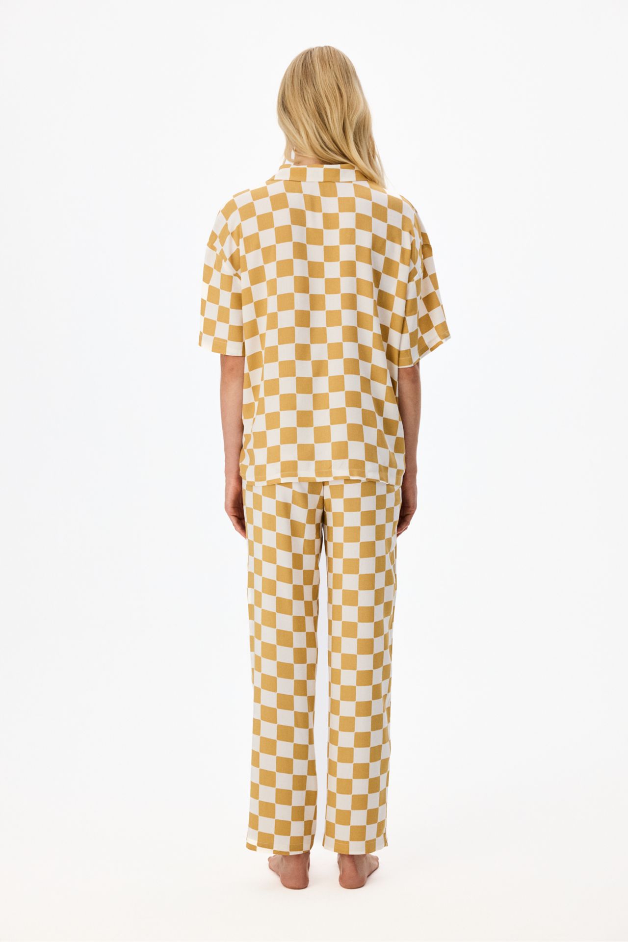 PENTI Hannah Dama Pattern Short Sleeve Shirt And Trousers Pajama Set 4