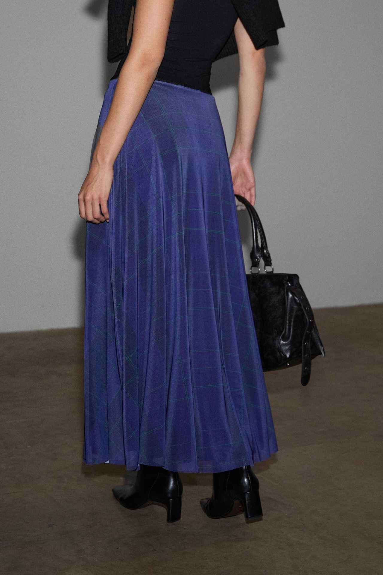 GRIMELANGE High-Waist Plaid Maxi A-Line Skirt 6