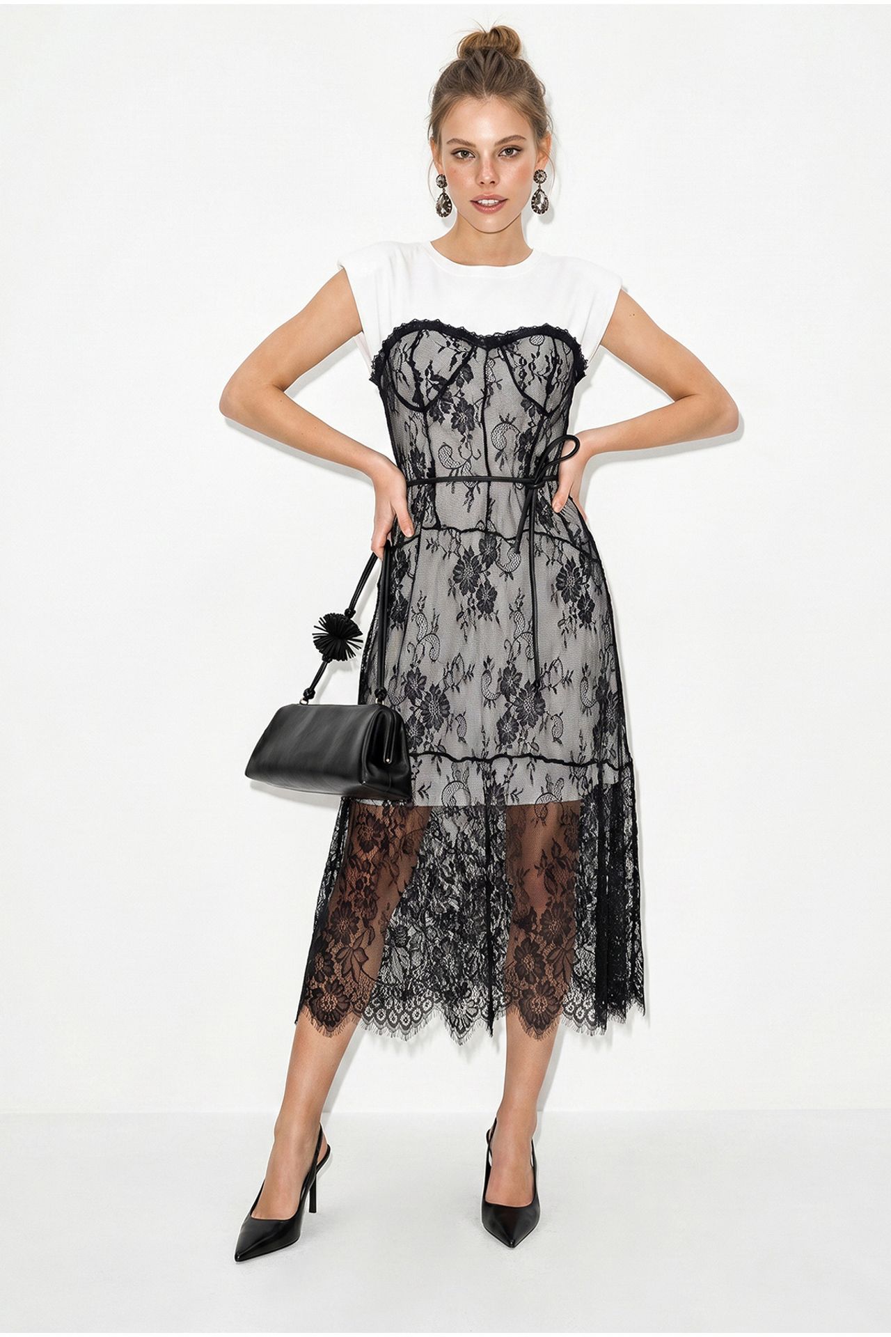 LUCCI Fitted Lace Midi Skirt 3