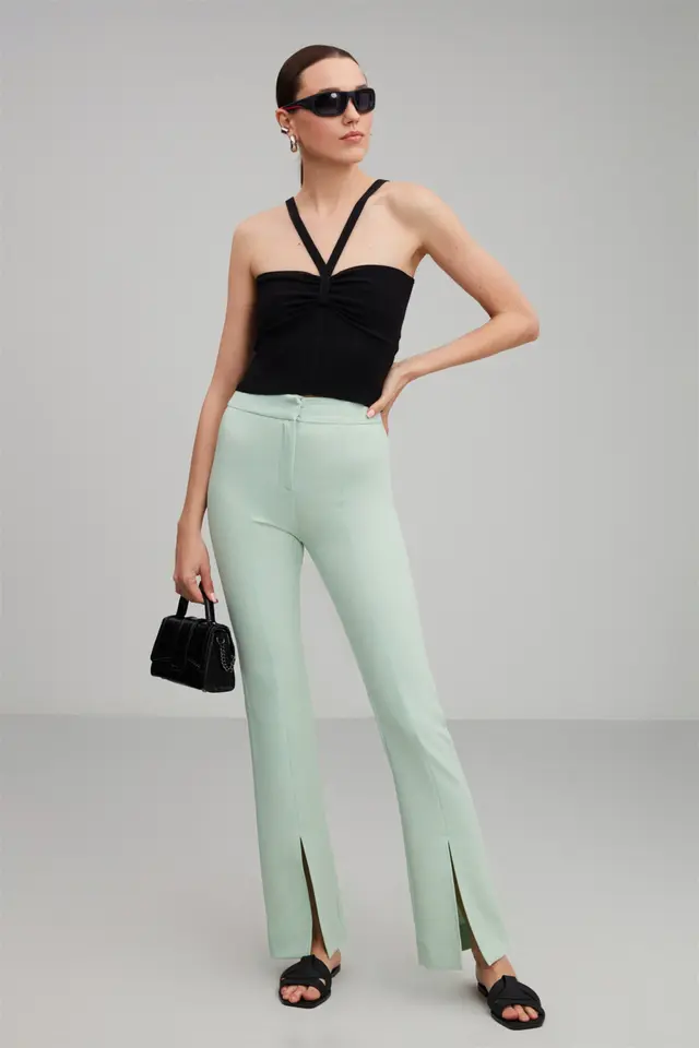 GRIMELANGE High Waist Slim Fit Trousers