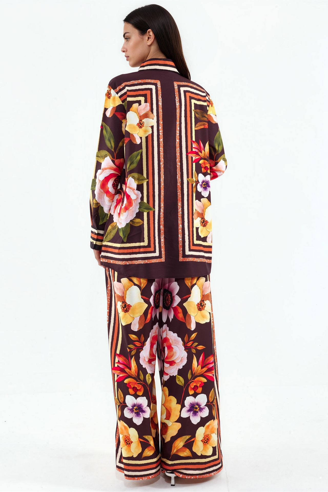 MSN Floral Shirt And Wide-leg Trouser Set 3